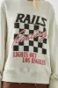 RELAXED CREW SWEATSHIRT - IVORY RAILS RACING sold by Rails