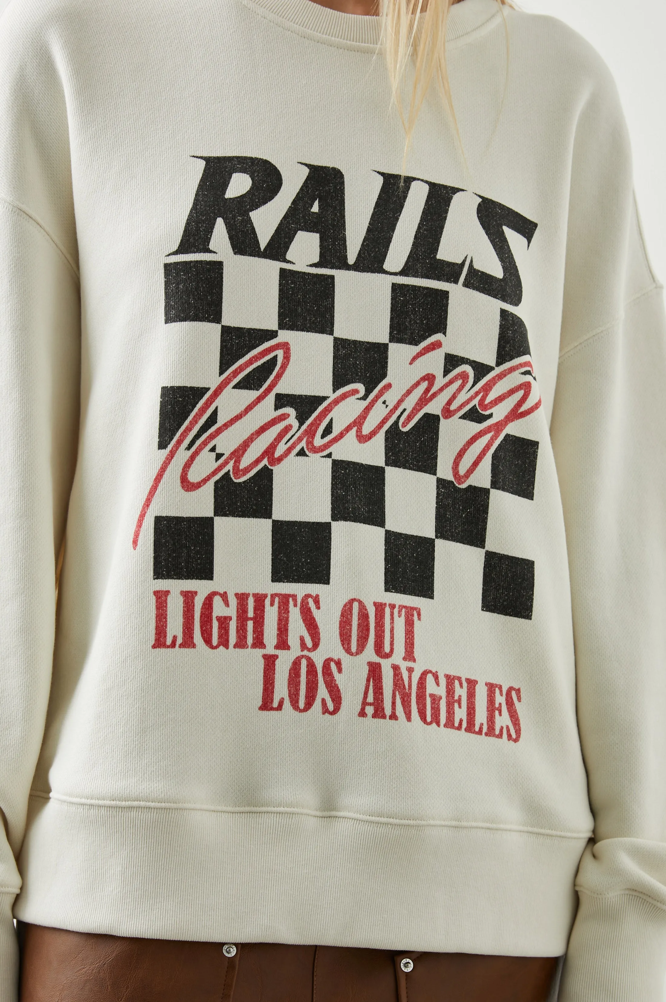 RELAXED CREW SWEATSHIRT - IVORY RAILS RACING sold by Rails product image thumbnail 2
