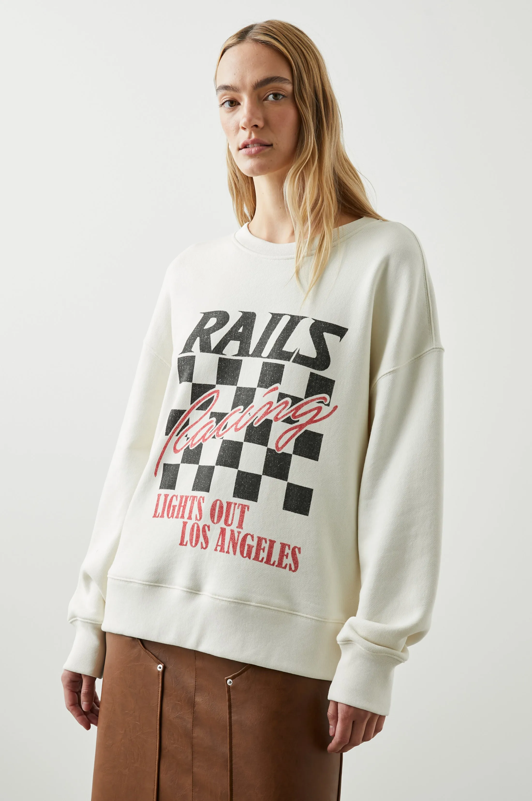 RELAXED CREW SWEATSHIRT - IVORY RAILS RACING sold by Rails product image thumbnail 4