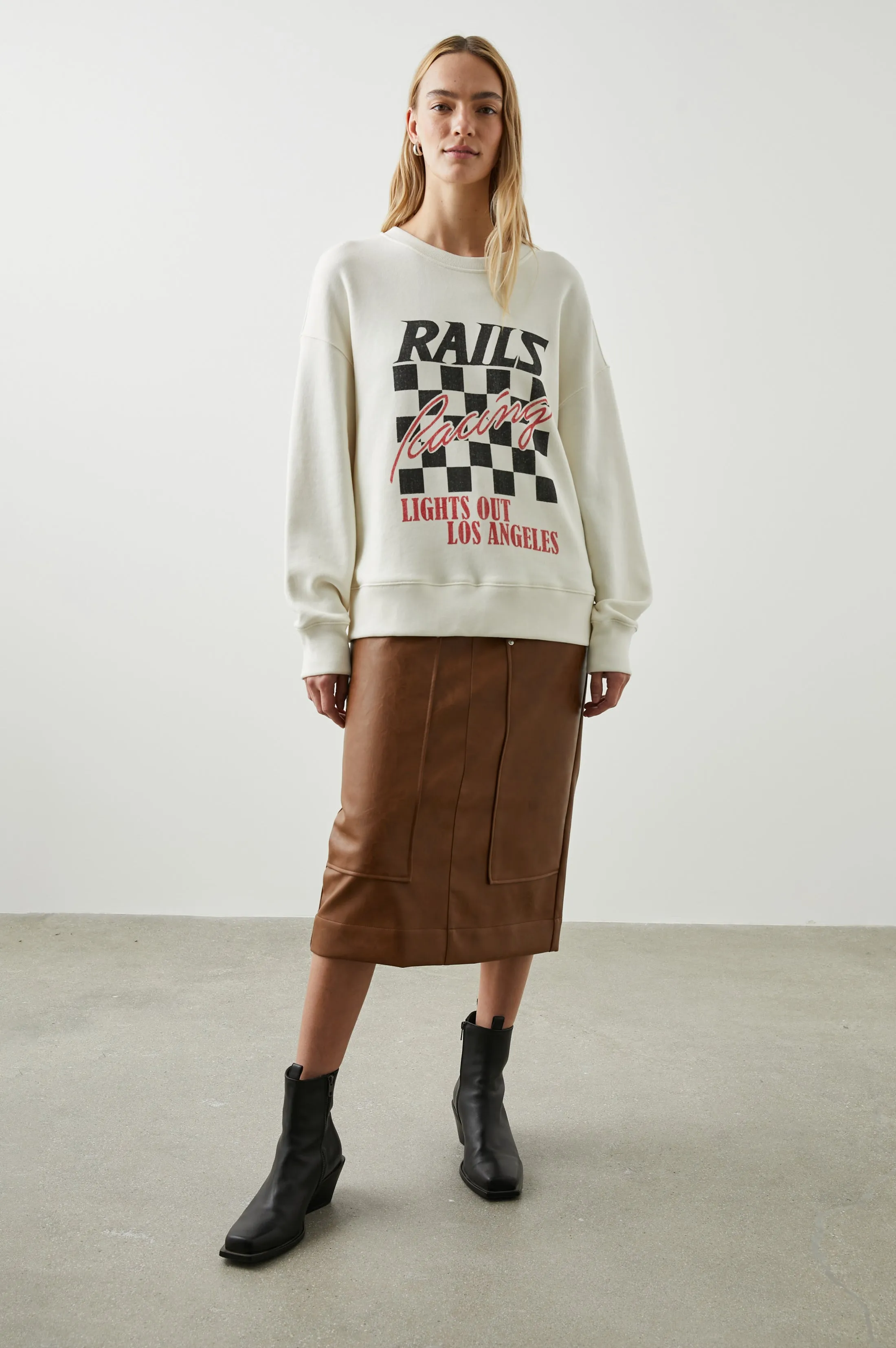 RELAXED CREW SWEATSHIRT - IVORY RAILS RACING sold by Rails product image thumbnail 3