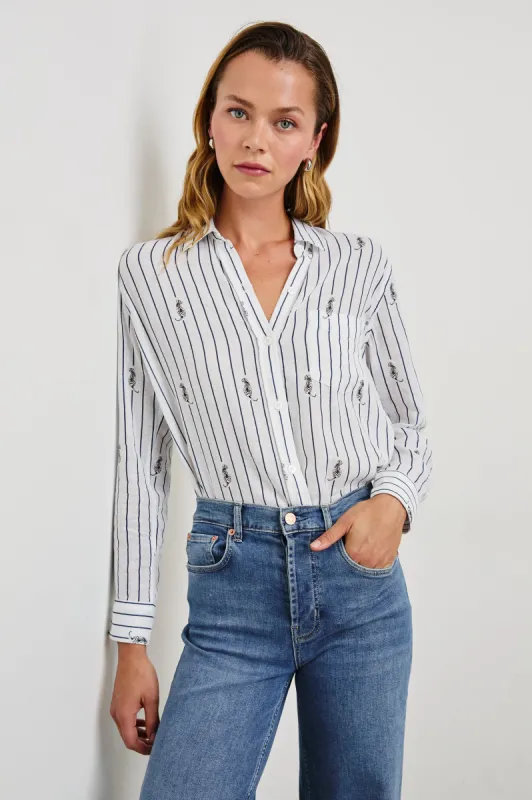 CHARLI SHIRT - NAVY STRIPED TIGERS sold by Rails