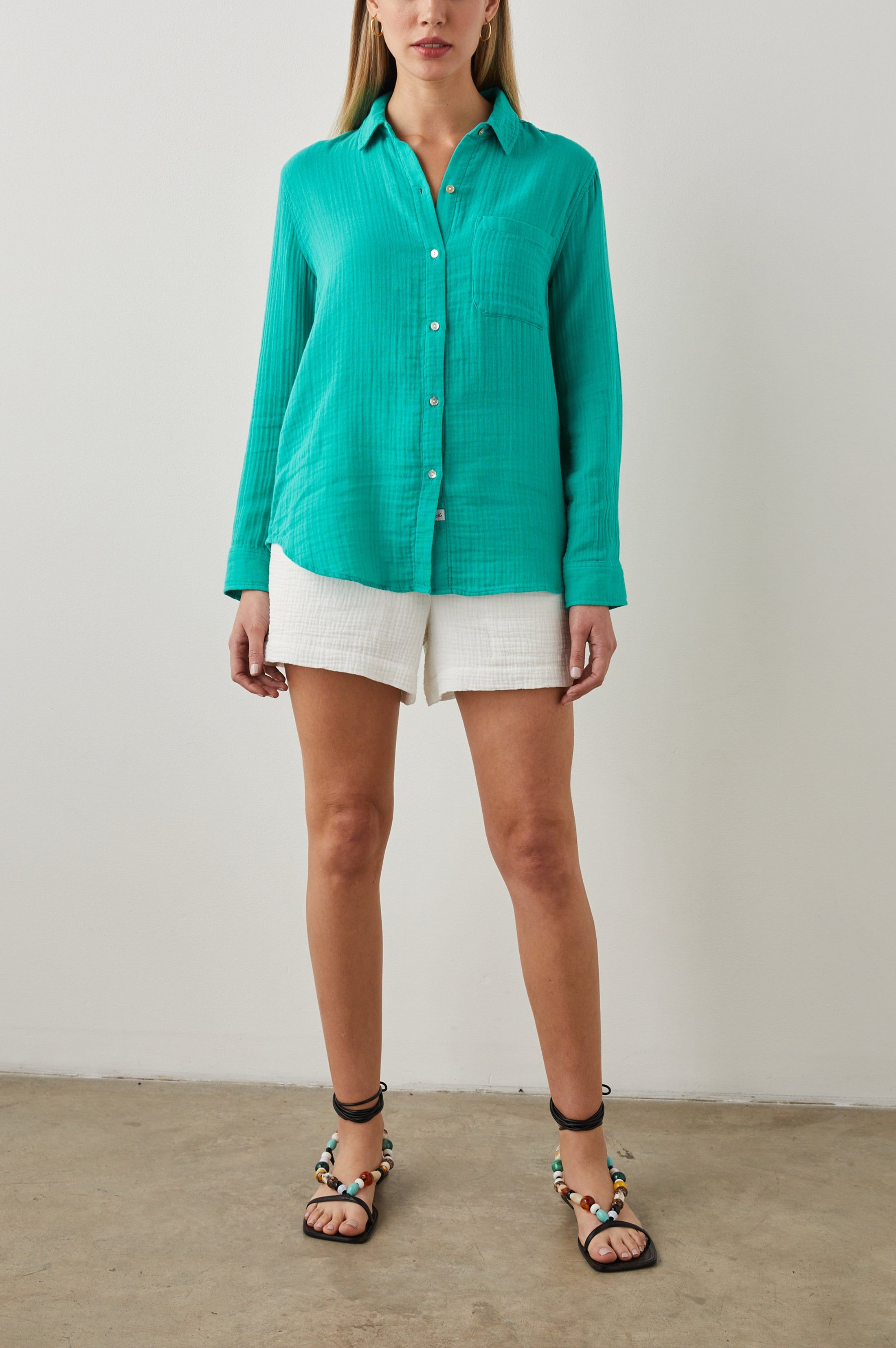 ELLIS SHIRT - EMERALD sold by Rails