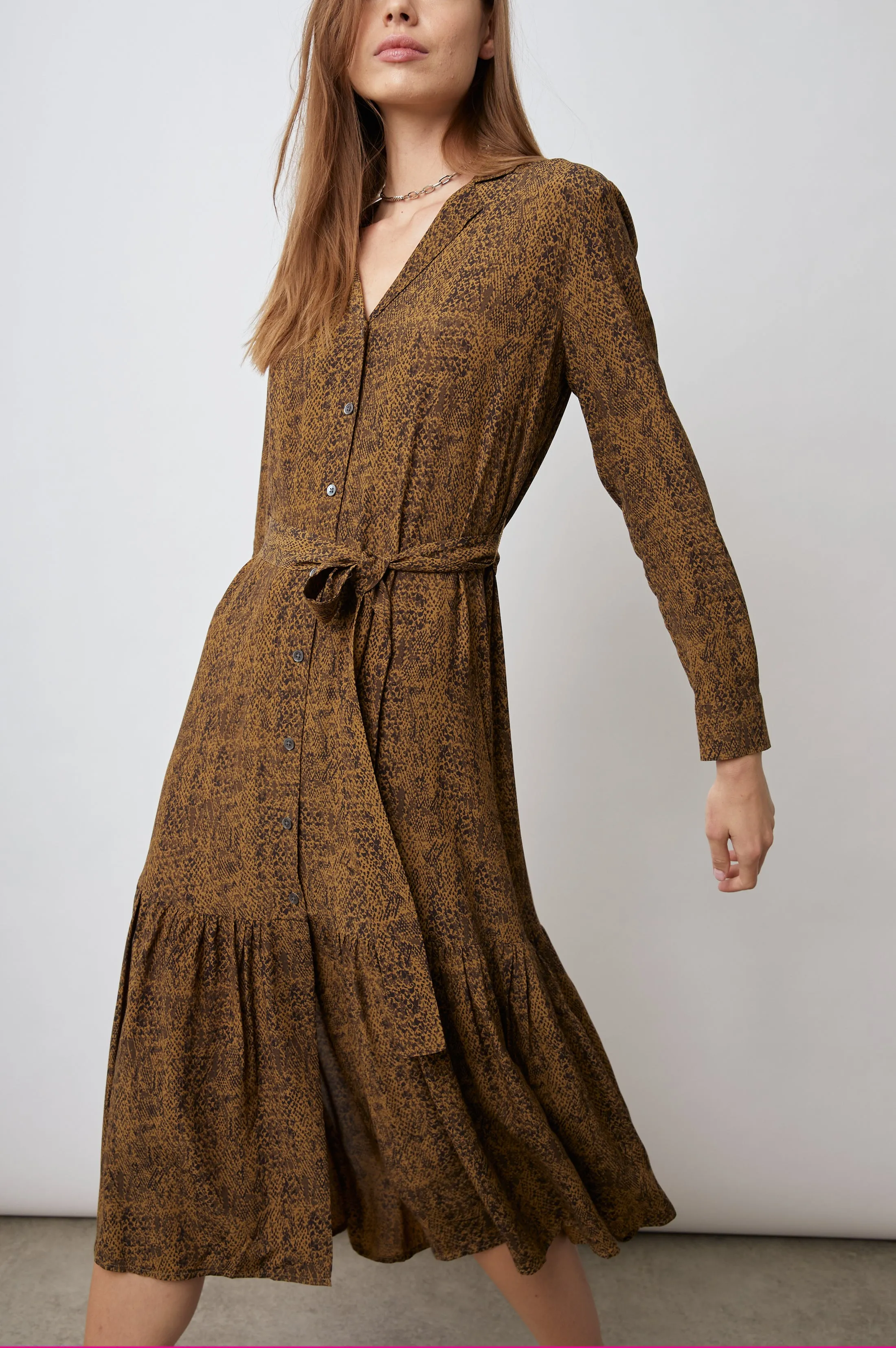 BEATRICE DRESS - SEPIA PYTHON sold by Rails