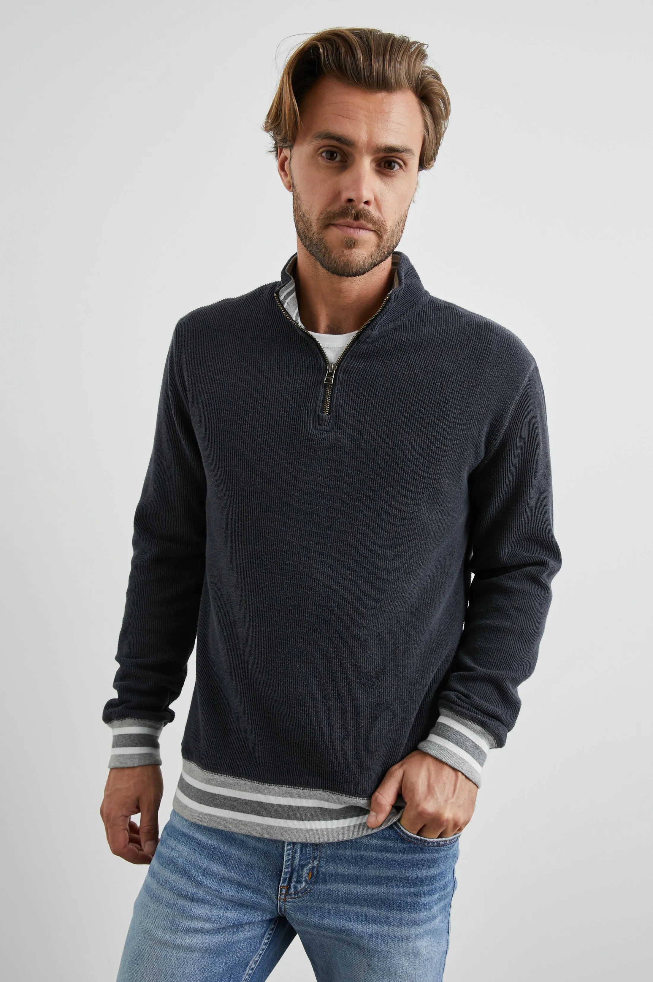 WARD QUARTER ZIP - KNITTANY BLUE sold by Rails