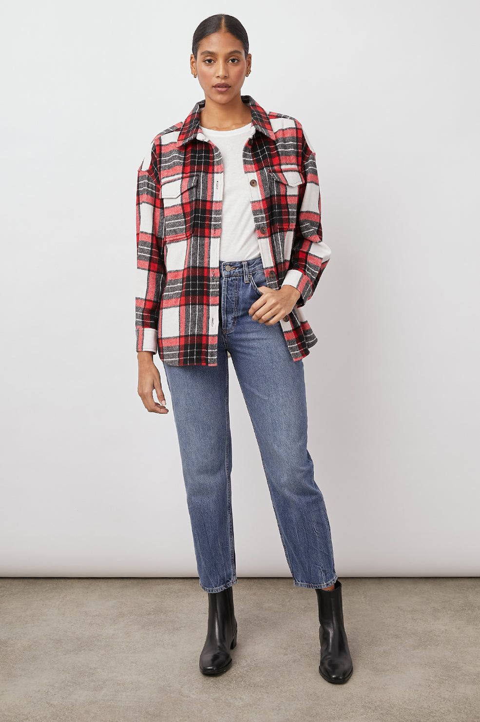 TURNER SHIRT JACKET - IVORY CRIMSON JET sold by Rails product image thumbnail 3