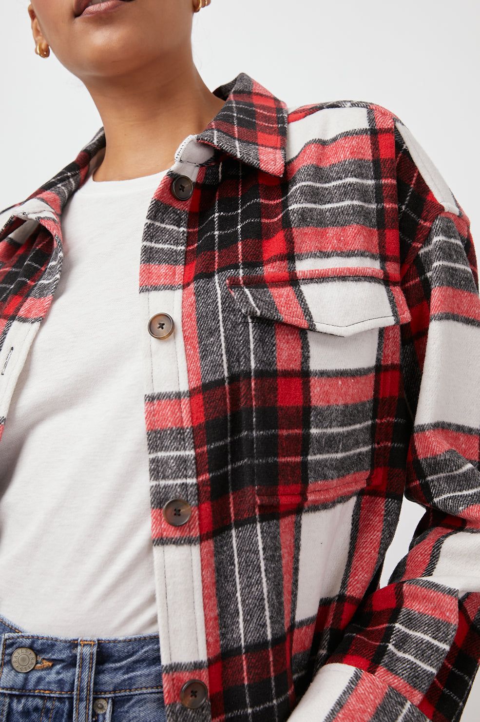 TURNER SHIRT JACKET - IVORY CRIMSON JET sold by Rails product image thumbnail 2