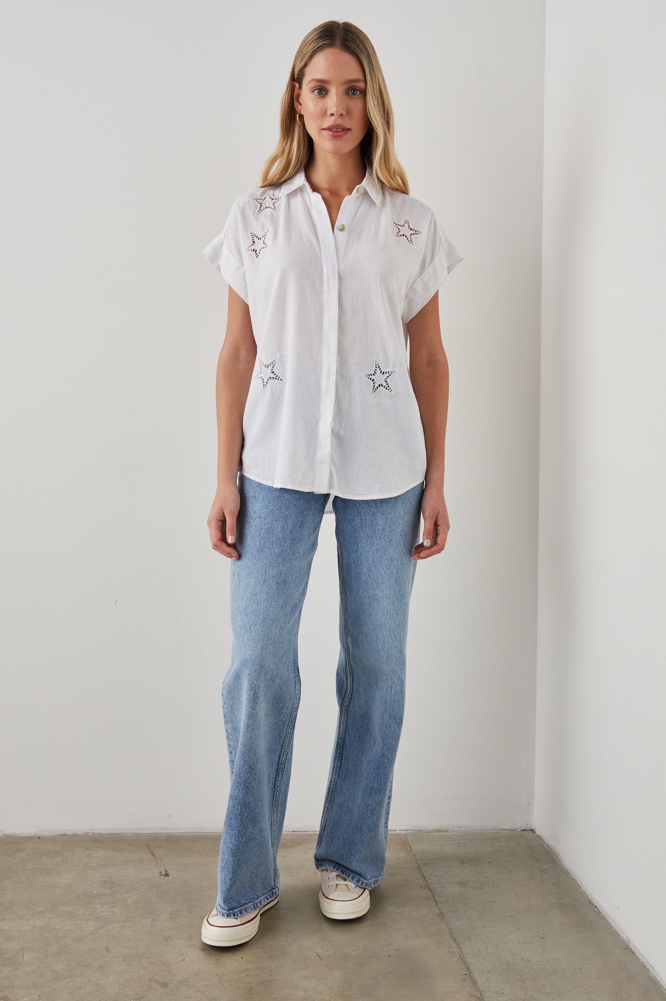 JAMIE SHIRT - WHITE EYELET STARS sold by Rails product image thumbnail 3