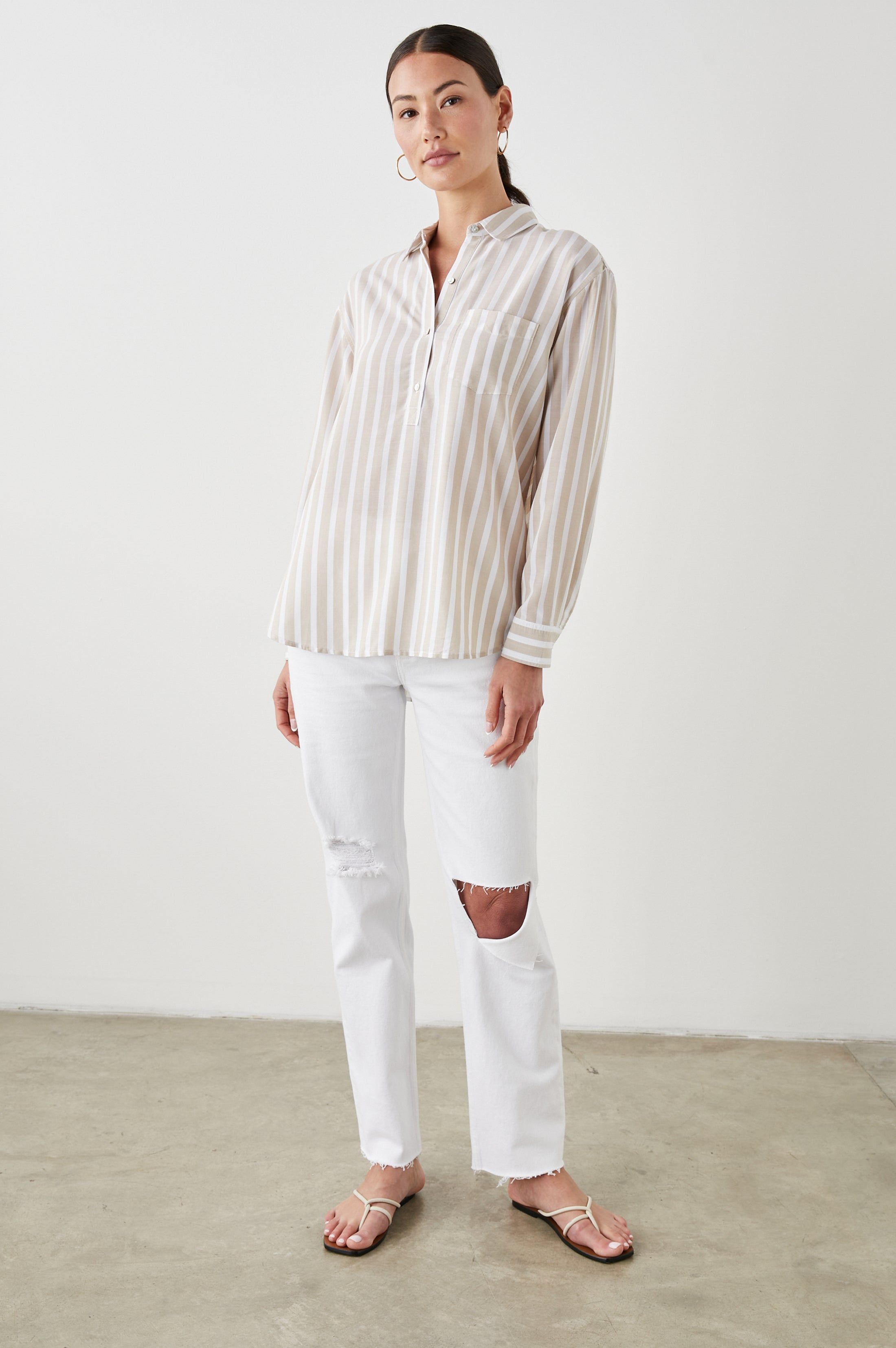 ELLE SHIRT - NATURAL STRIPE sold by Rails product image thumbnail 3