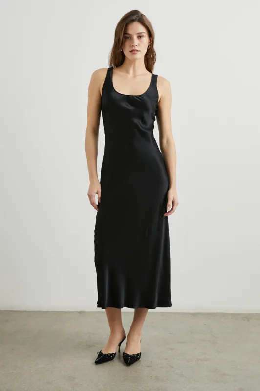 KAILANI DRESS - BLACK SATIN CREPE sold by Rails