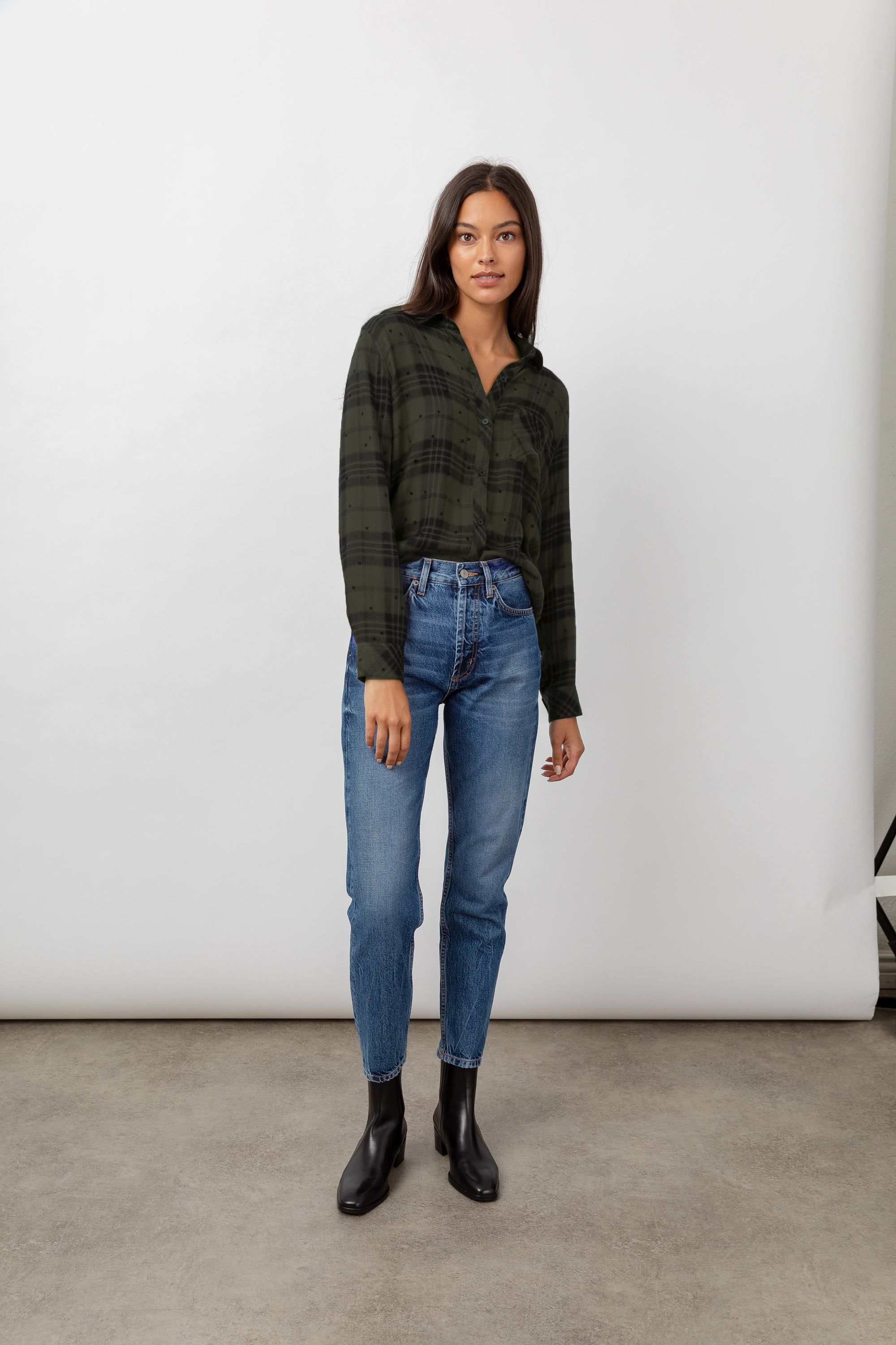 HUNTER SHIRT - OLIVE SHADOW WITH FLOCKED STARS sold by Rails product image thumbnail 4