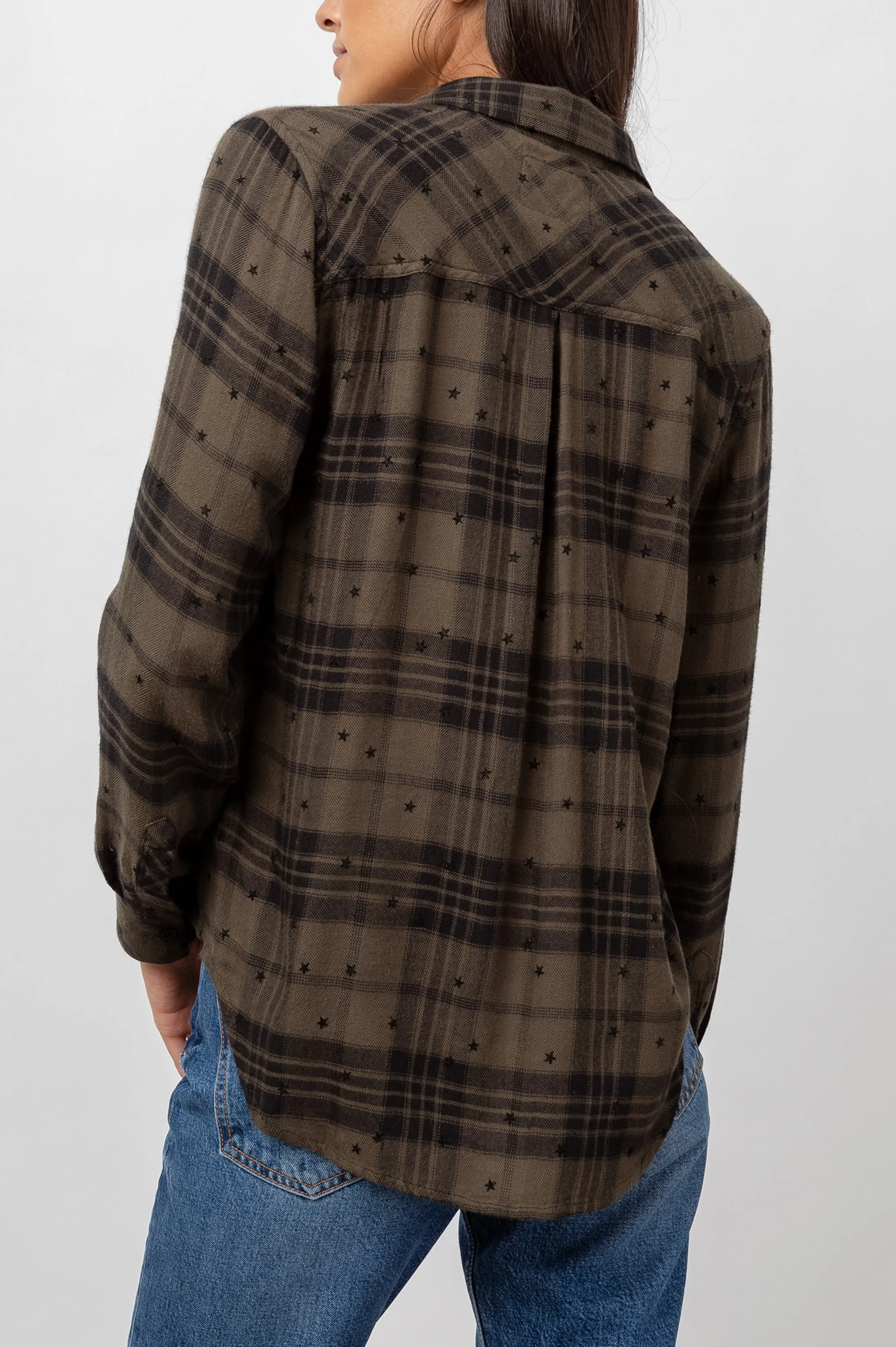 HUNTER SHIRT - OLIVE SHADOW WITH FLOCKED STARS sold by Rails product image thumbnail 5