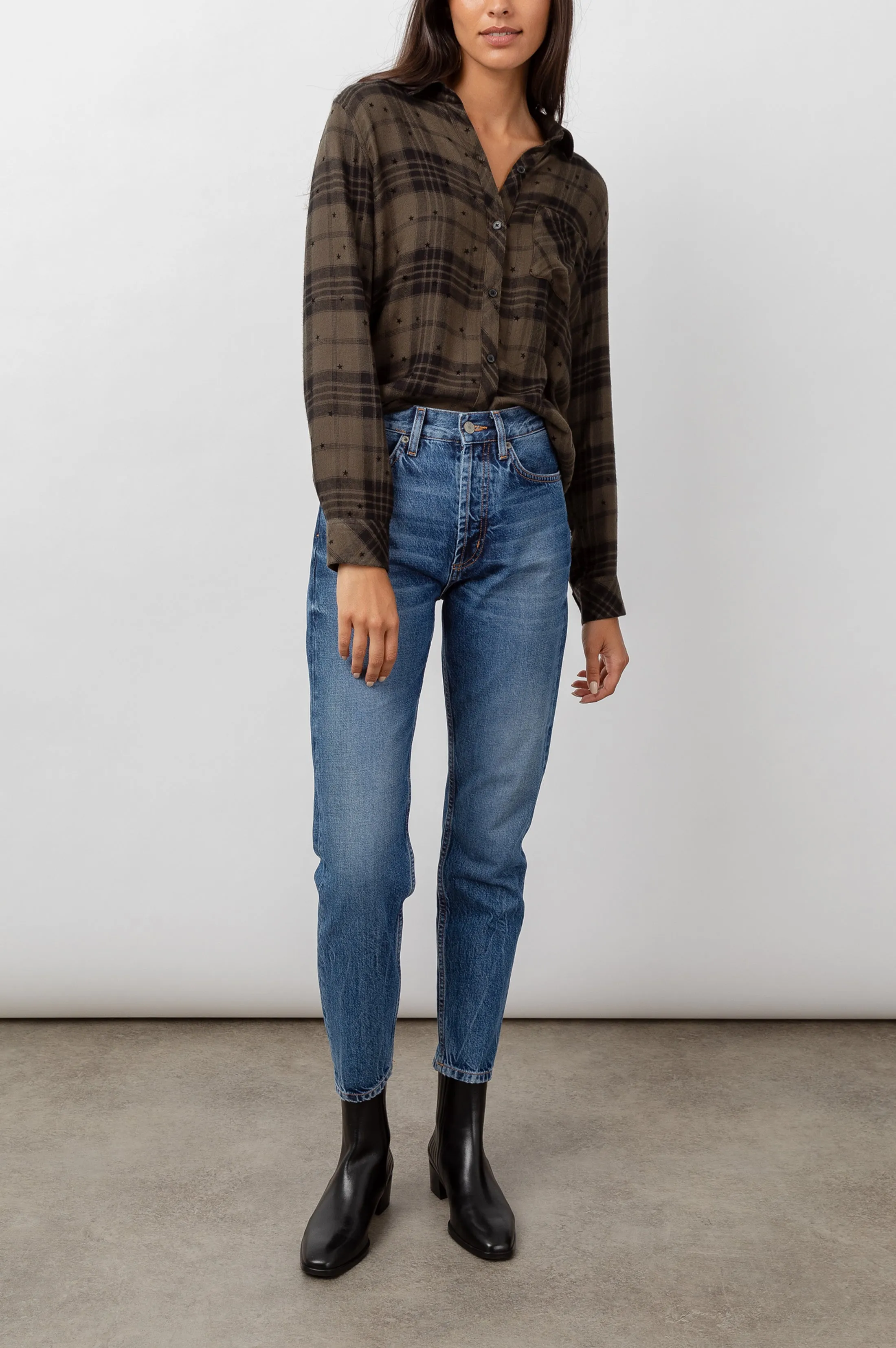 HUNTER SHIRT - OLIVE SHADOW WITH FLOCKED STARS sold by Rails product image thumbnail 3