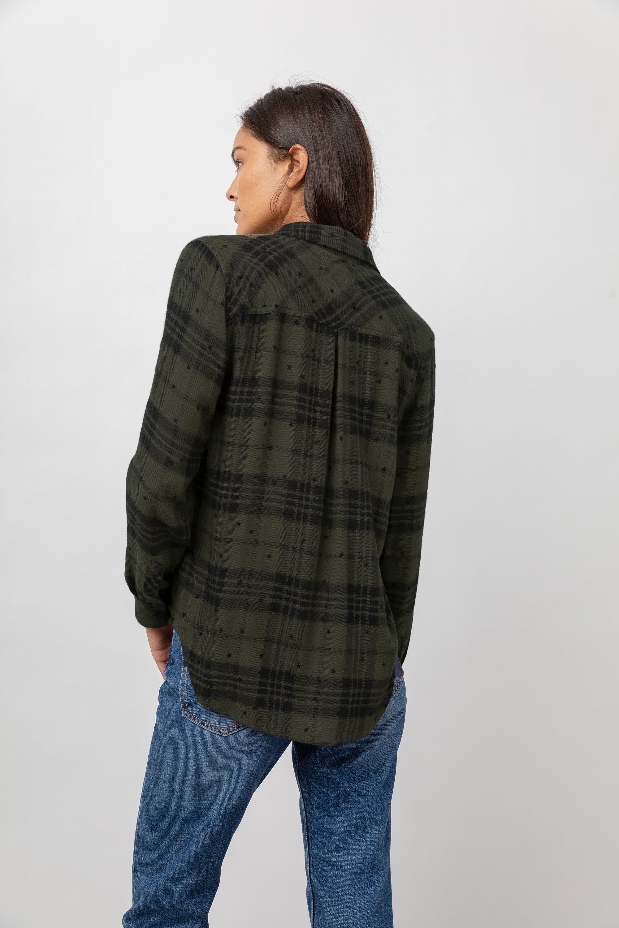 HUNTER SHIRT - OLIVE SHADOW WITH FLOCKED STARS sold by Rails product image thumbnail 5