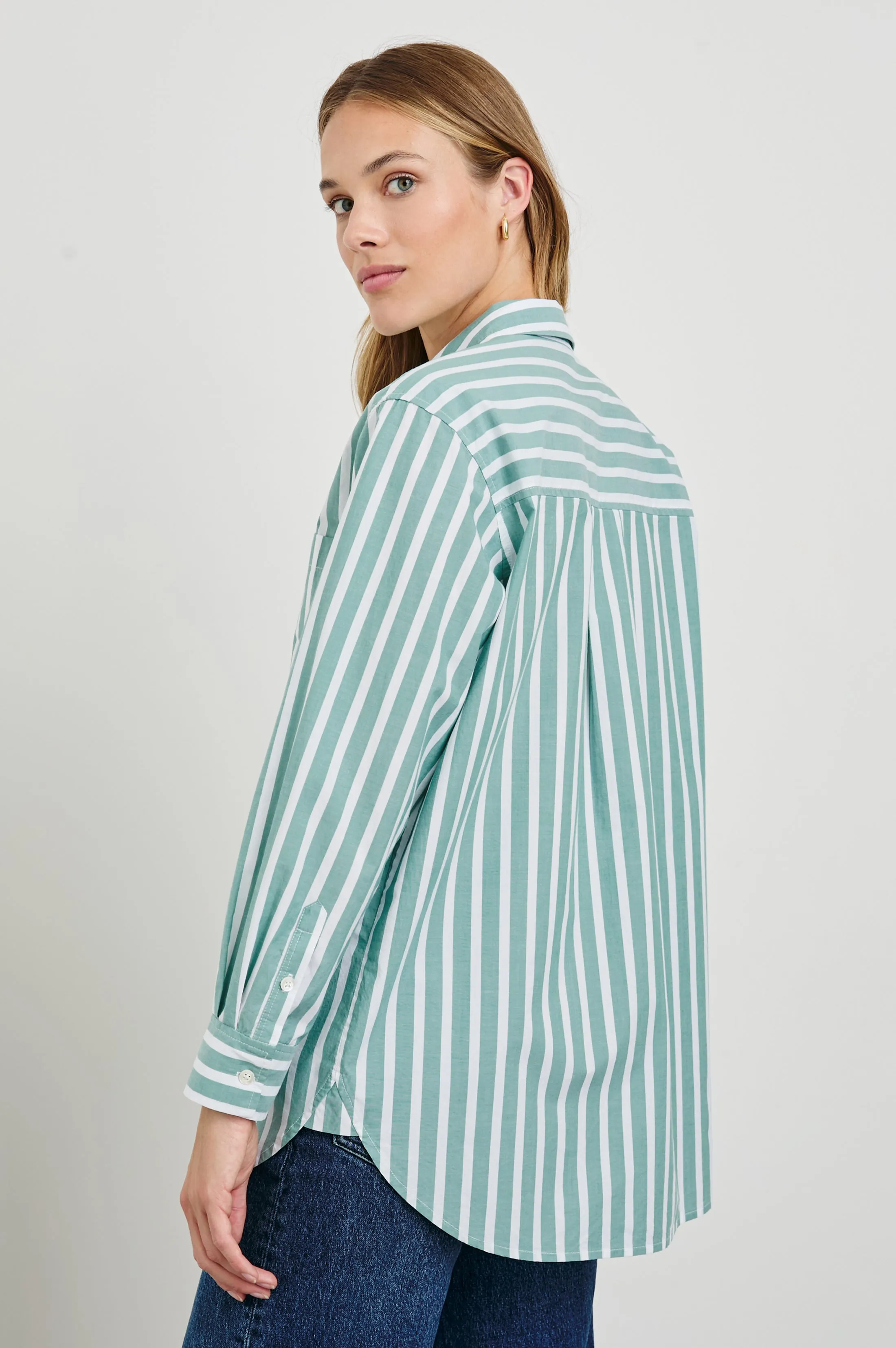 ELSA SHIRT - AGAVE WHITE STRIPE sold by Rails product image thumbnail 5