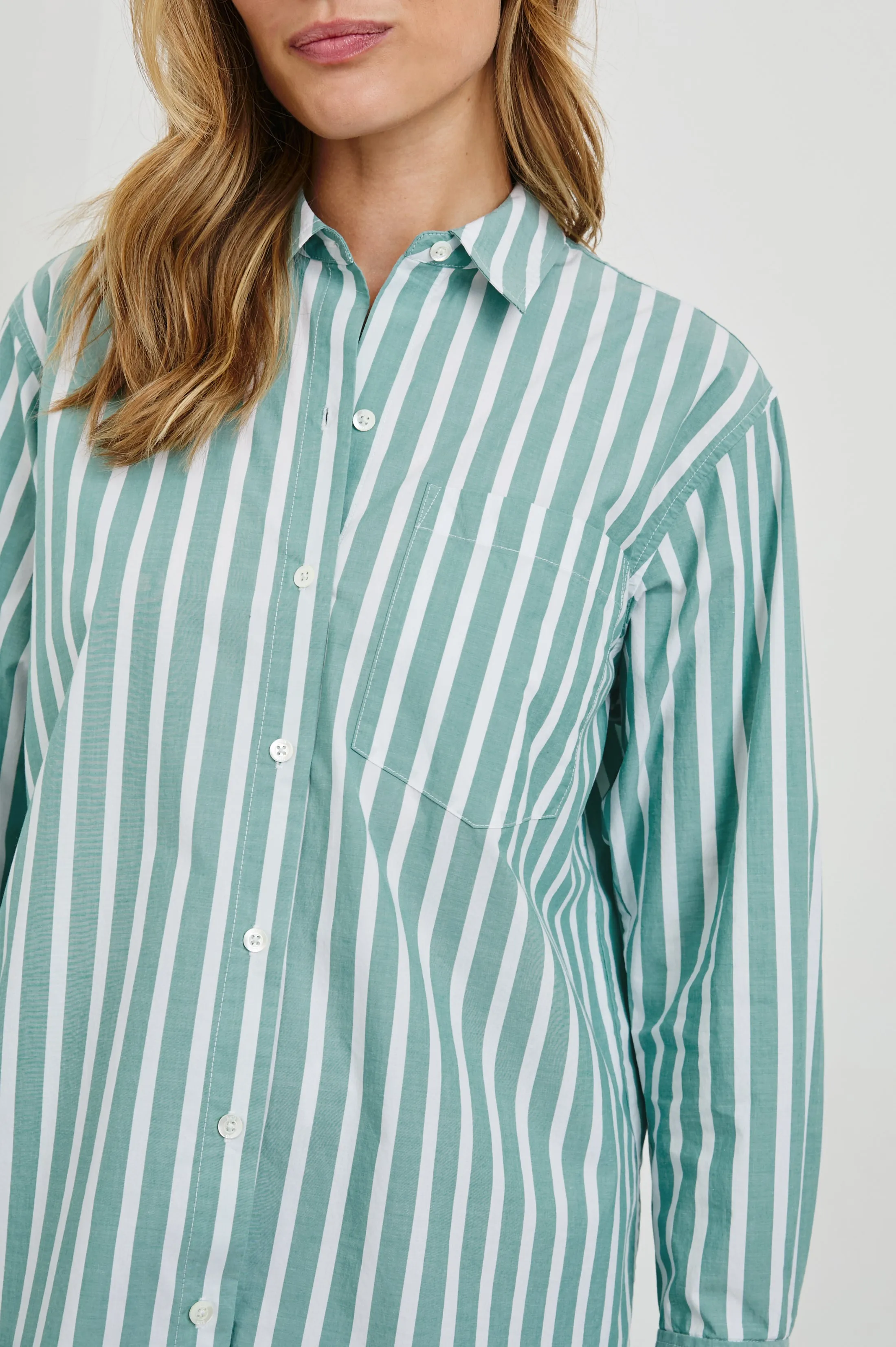 ELSA SHIRT - AGAVE WHITE STRIPE sold by Rails product image thumbnail 2