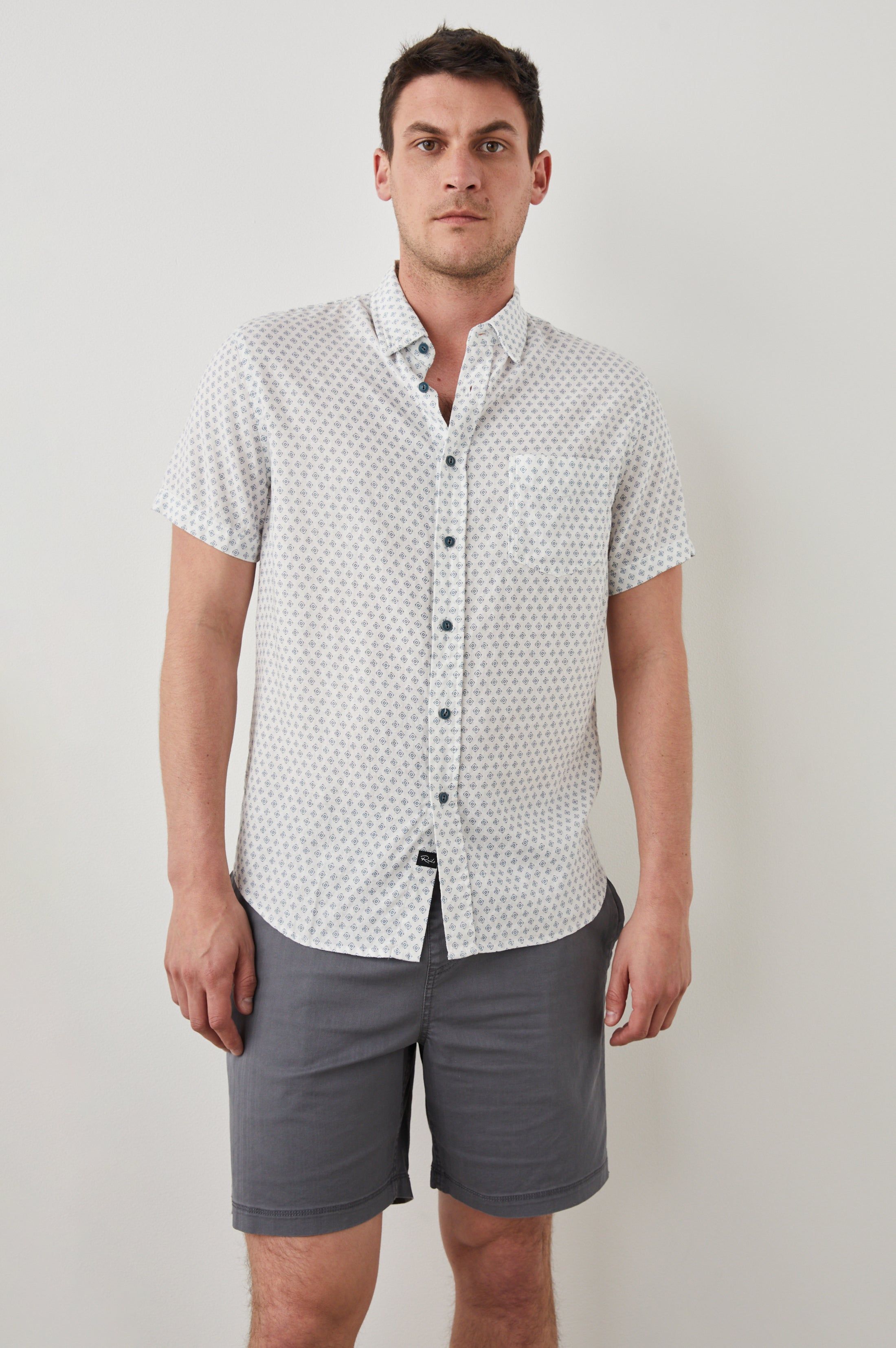 CARSON SHIRT - DIAMOND GEO CREAM sold by Rails