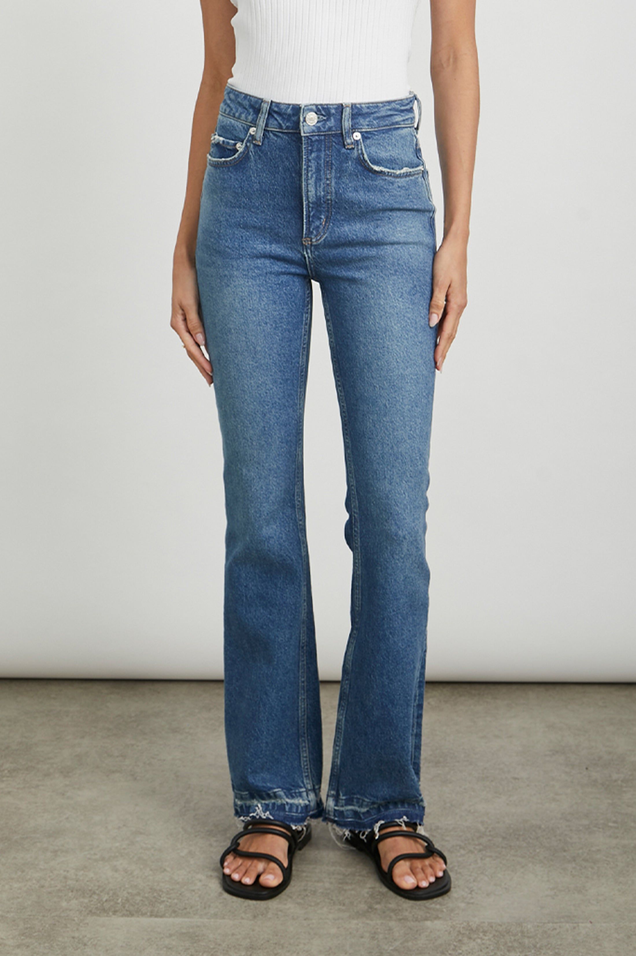 SUNSET SLIM FLARE - MAZARINE LET DOWN HEM sold by Rails