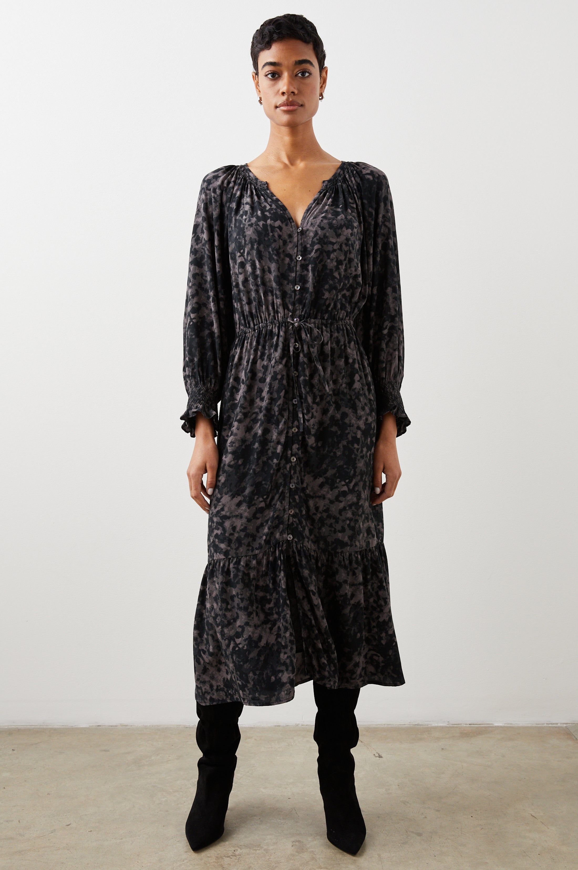 CECE DRESS - CHARCOAL TORTOISE sold by Rails
