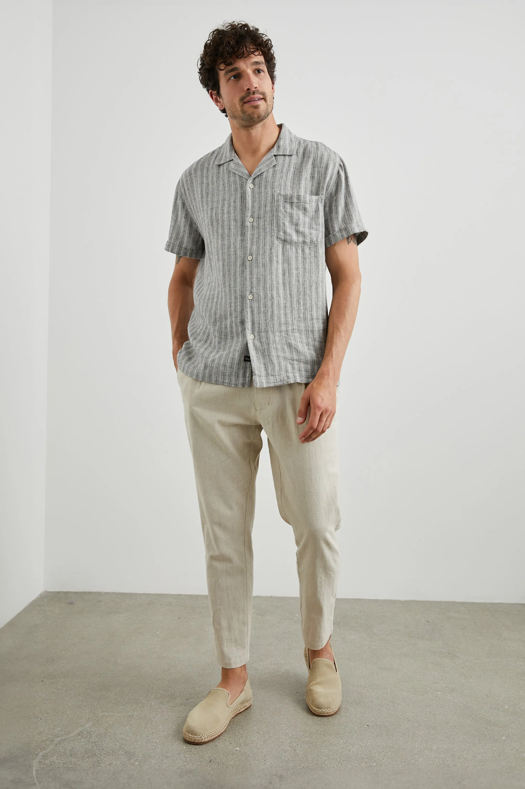 WAIMEA SHIRT - QUINOA NAVY STRIPE sold by Rails product image thumbnail 3