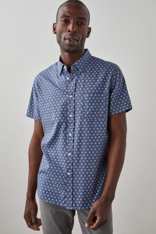 FAIRFAX SHIRT - GEO DIAMOND WHITE BLUE sold by Rails