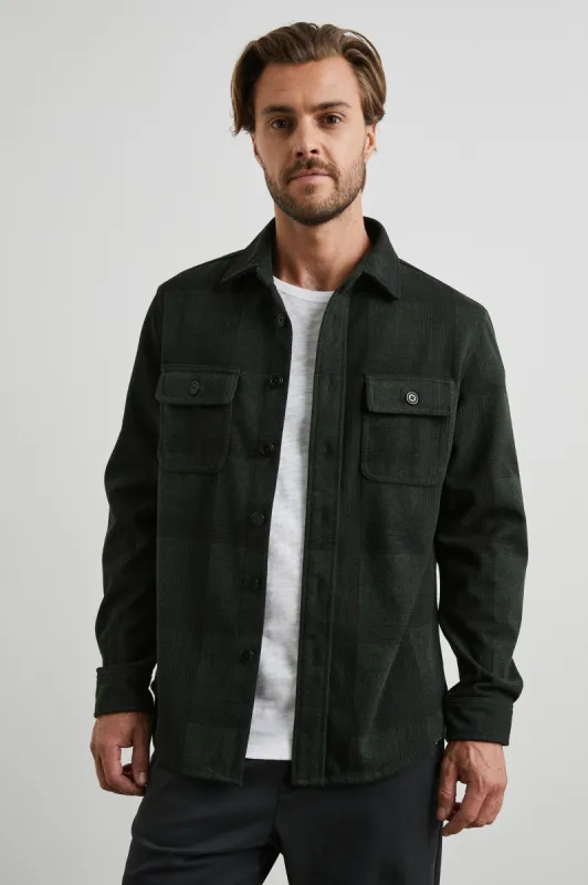 ALDER SHIRT JACKET - EVERGREEN ONYX sold by Rails
