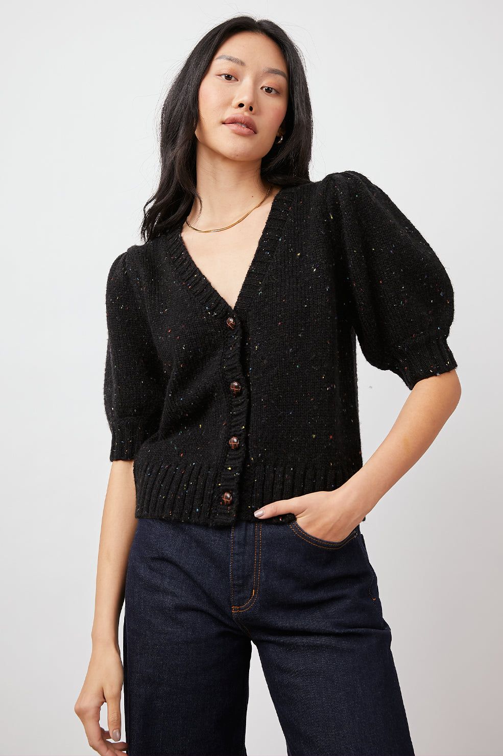 ISLA CARDIGAN - BLACK CONFETTI sold by Rails