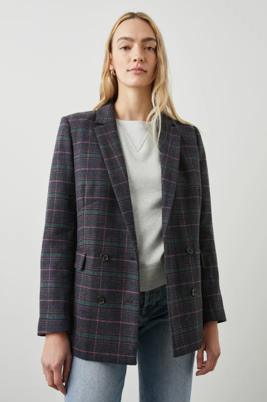 JAC BLAZER - GRAPHITE CHAMBRAY PINK sold by Rails