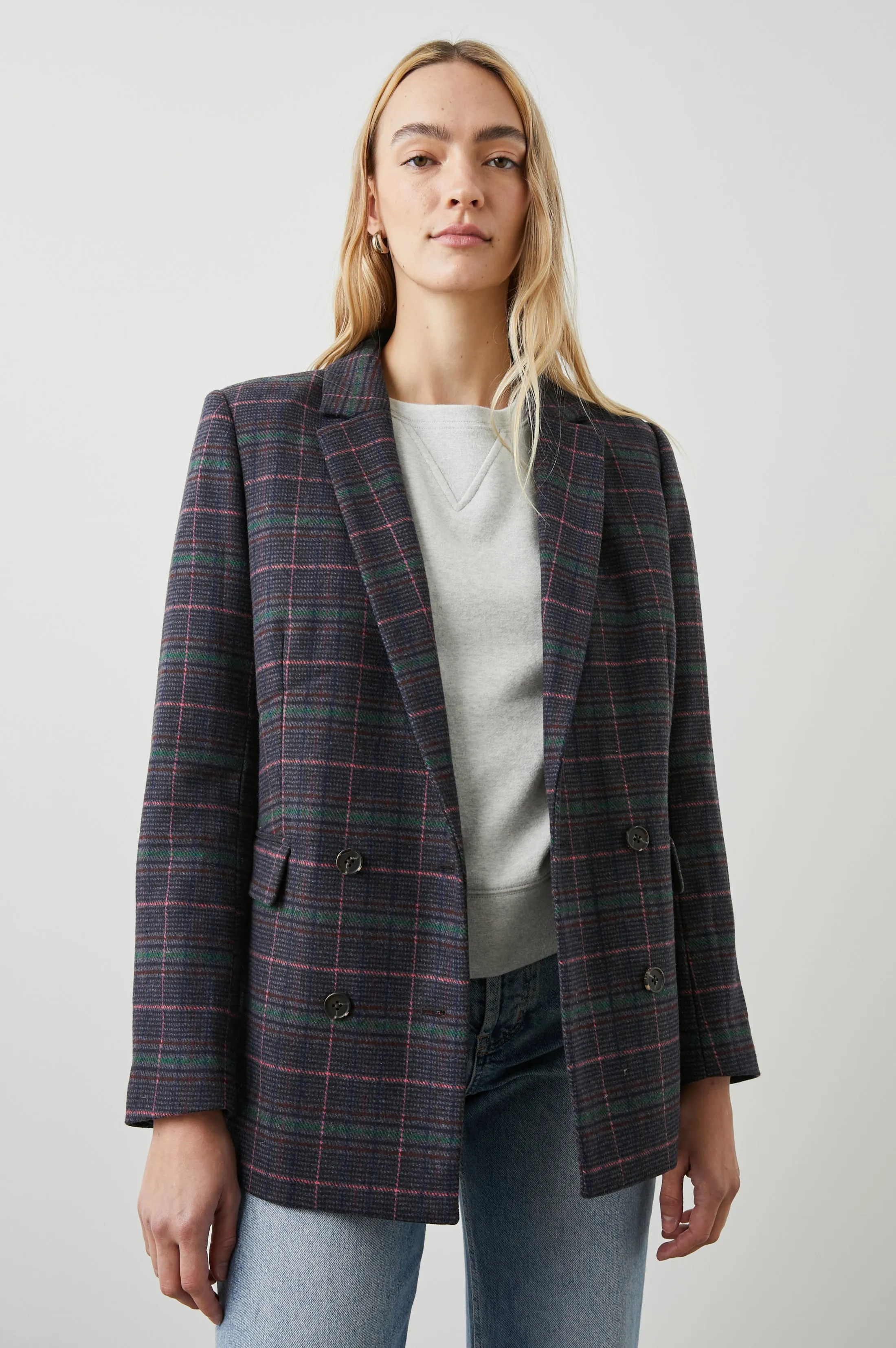 JAC BLAZER - GRAPHITE CHAMBRAY PINK sold by Rails