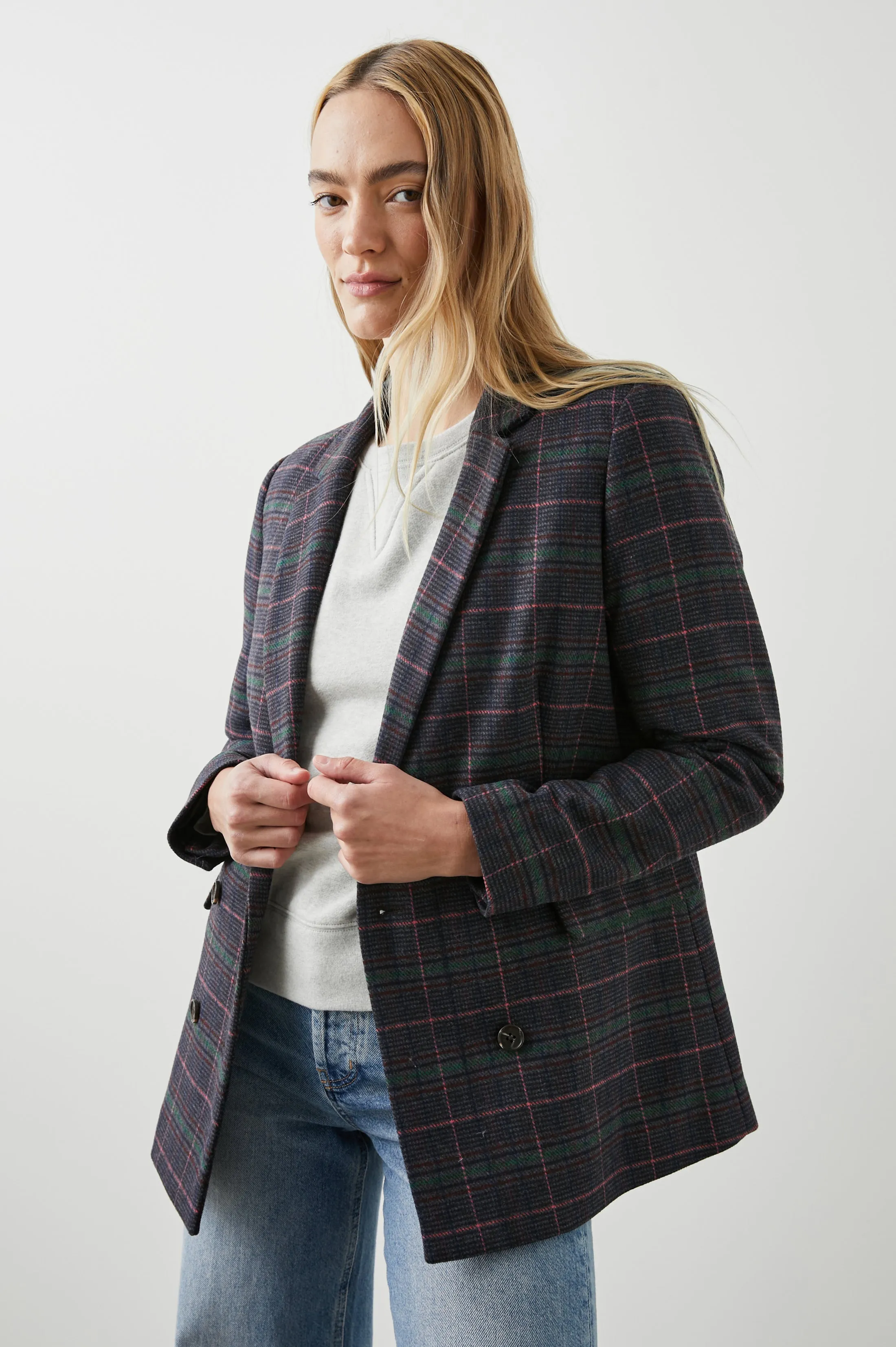 JAC BLAZER - GRAPHITE CHAMBRAY PINK sold by Rails product image thumbnail 4