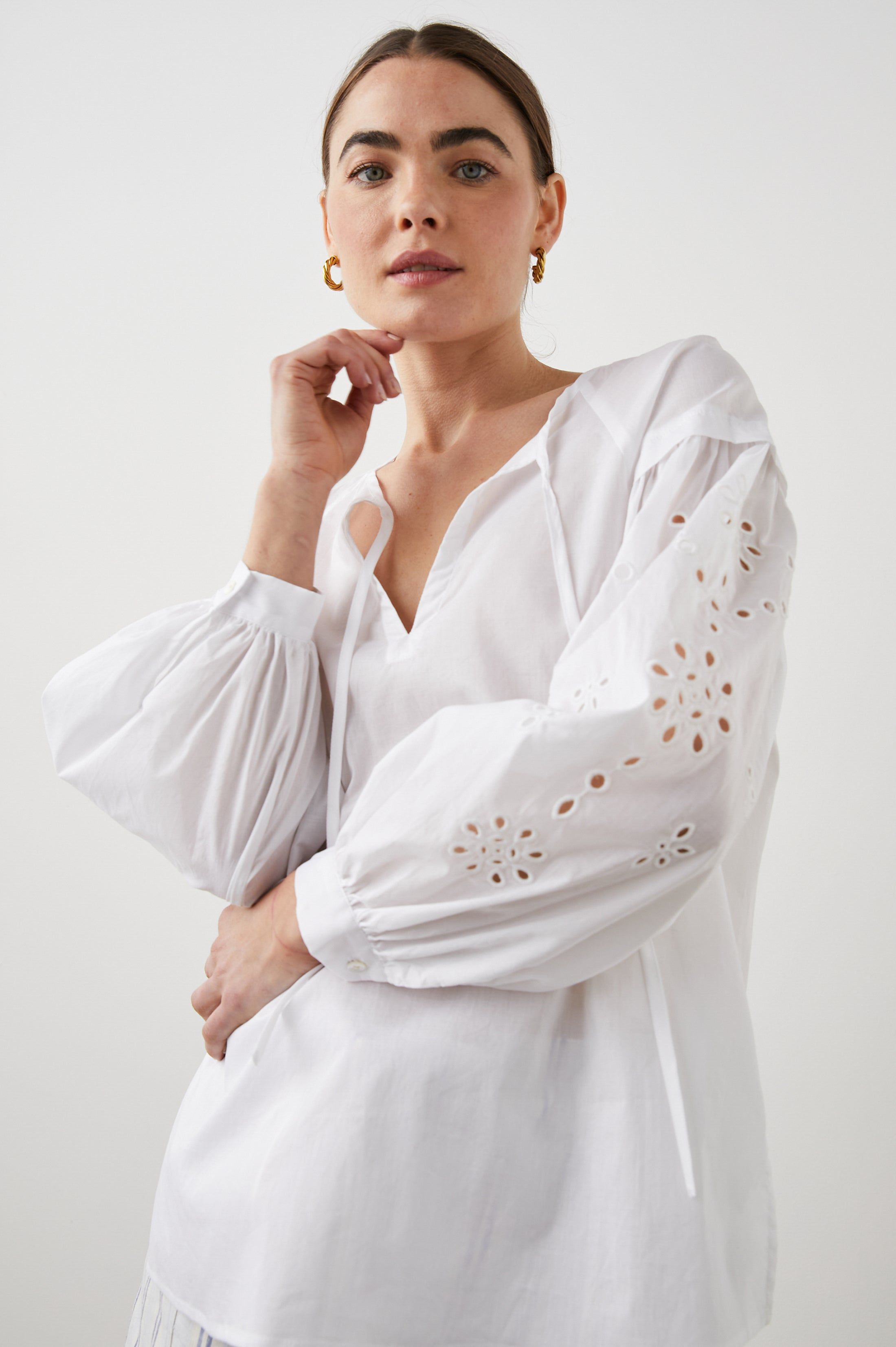 DARI TOP - BEACH WHITE EYELET sold by Rails product image thumbnail 4