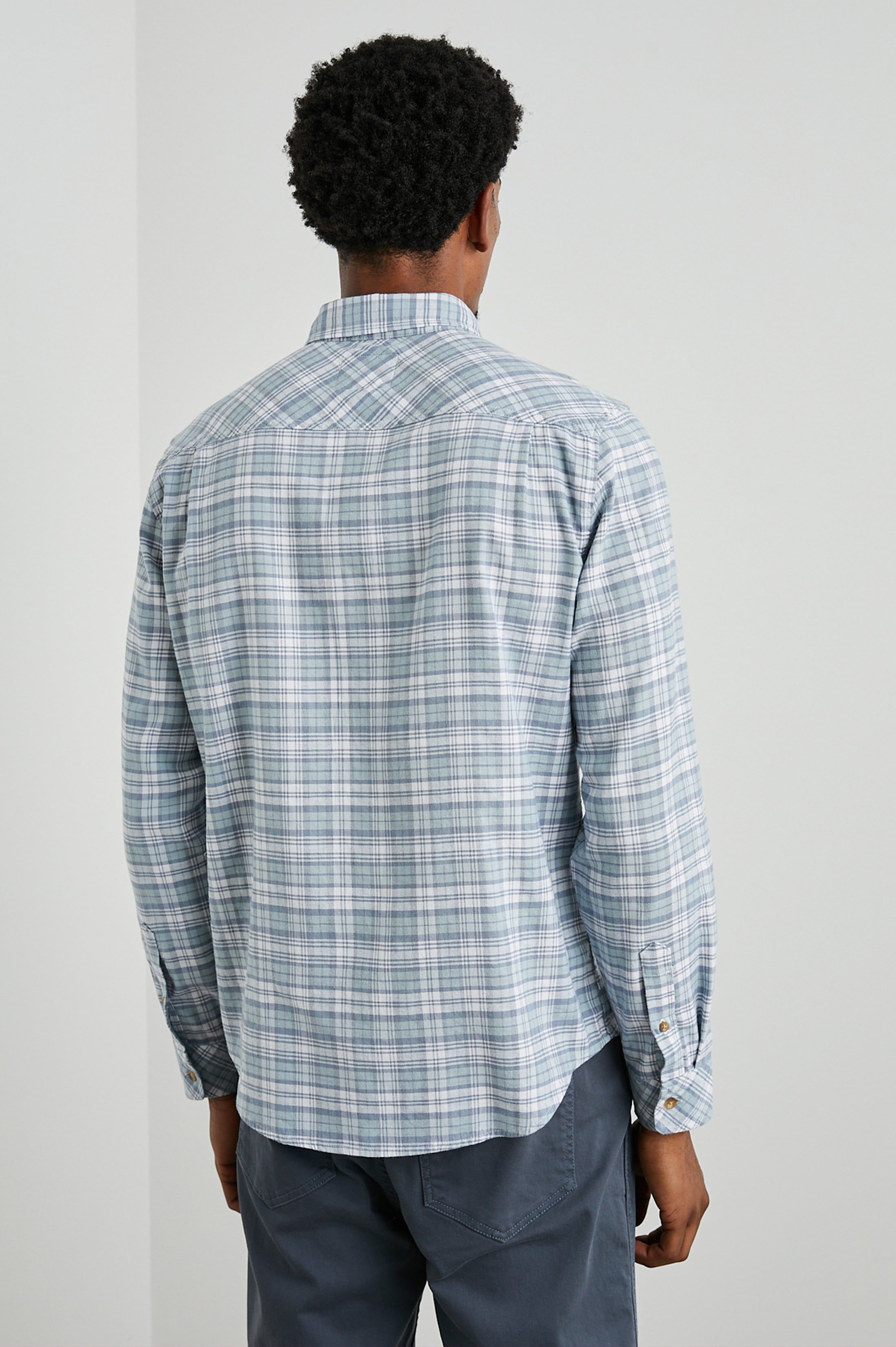 REID SHIRT - SAGE GLASS WHITE sold by Rails product image thumbnail 4