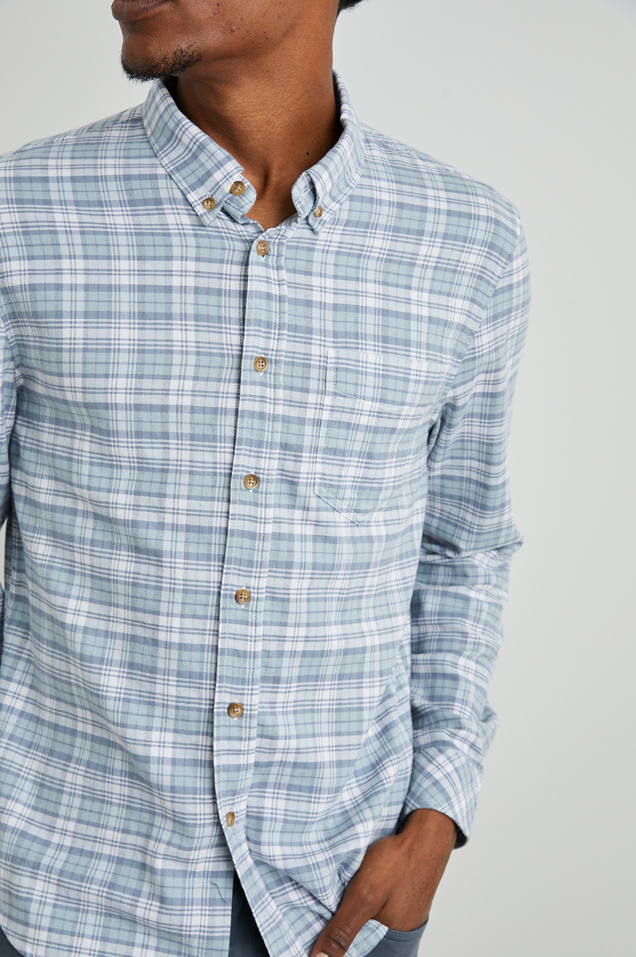 REID SHIRT - SAGE GLASS WHITE sold by Rails product image thumbnail 2