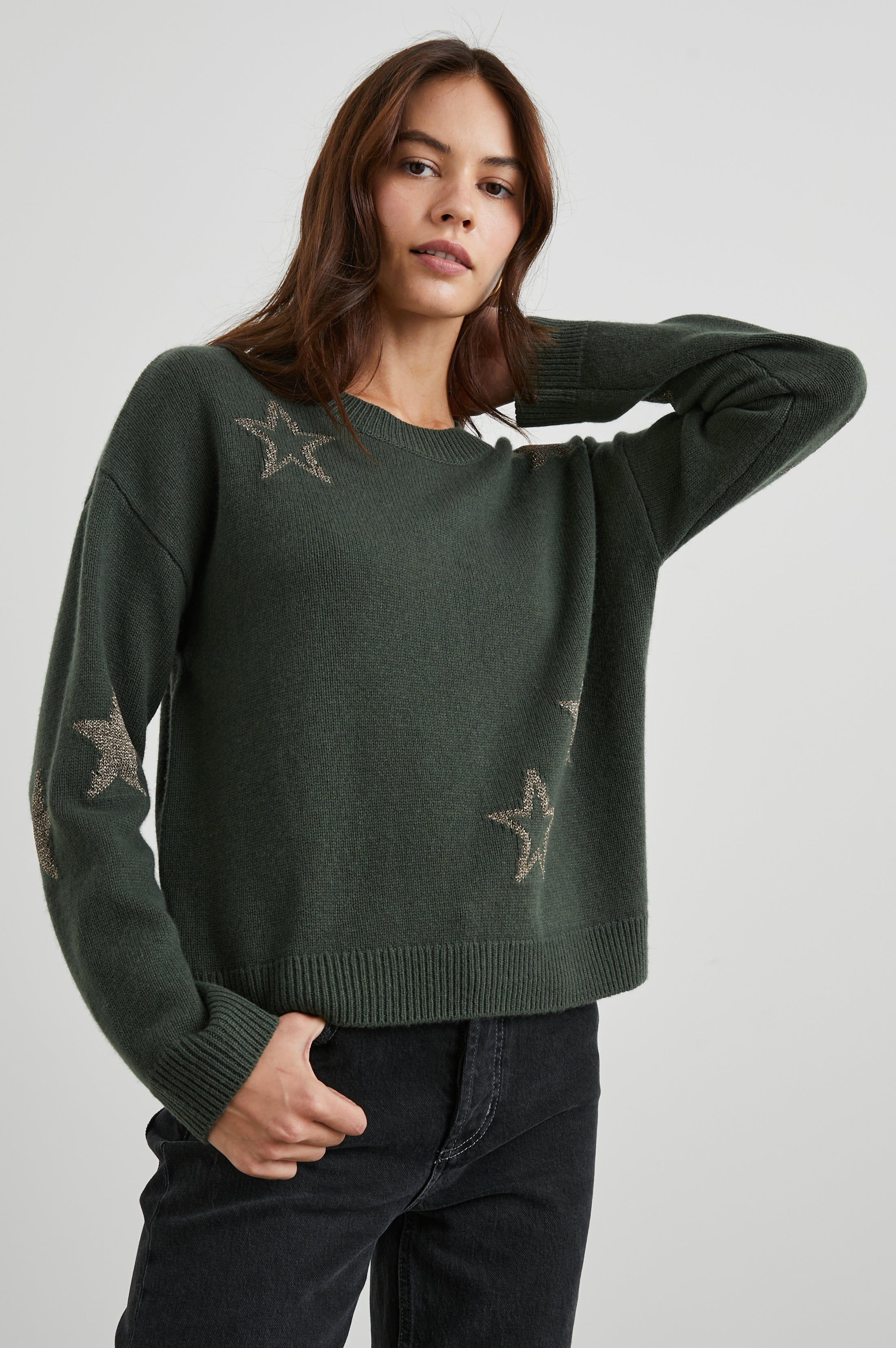 PERCI SWEATER - OLIVE GOLD STARS sold by Rails product image thumbnail 3