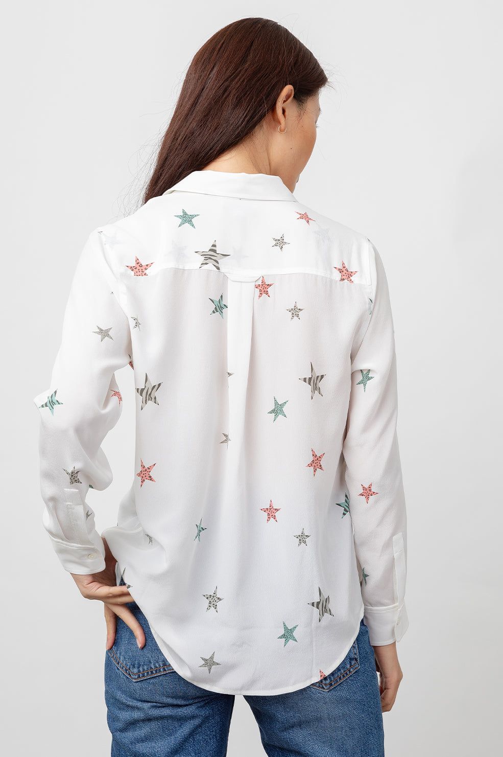 KATE SHIRT - SILK WHITE MULTI ANIMAL STARS sold by Rails product image thumbnail 4