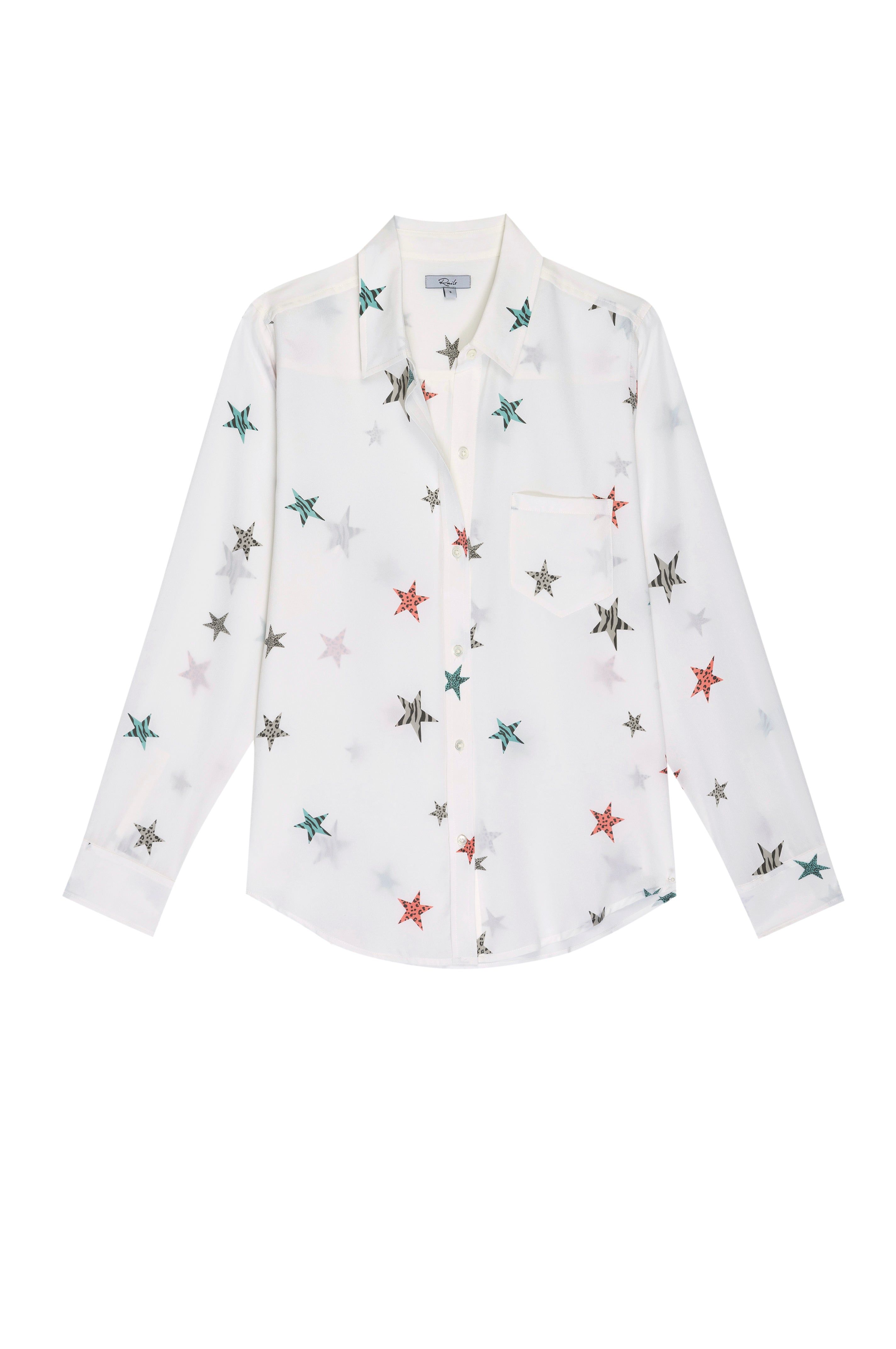 KATE SHIRT - SILK WHITE MULTI ANIMAL STARS sold by Rails product image thumbnail 5