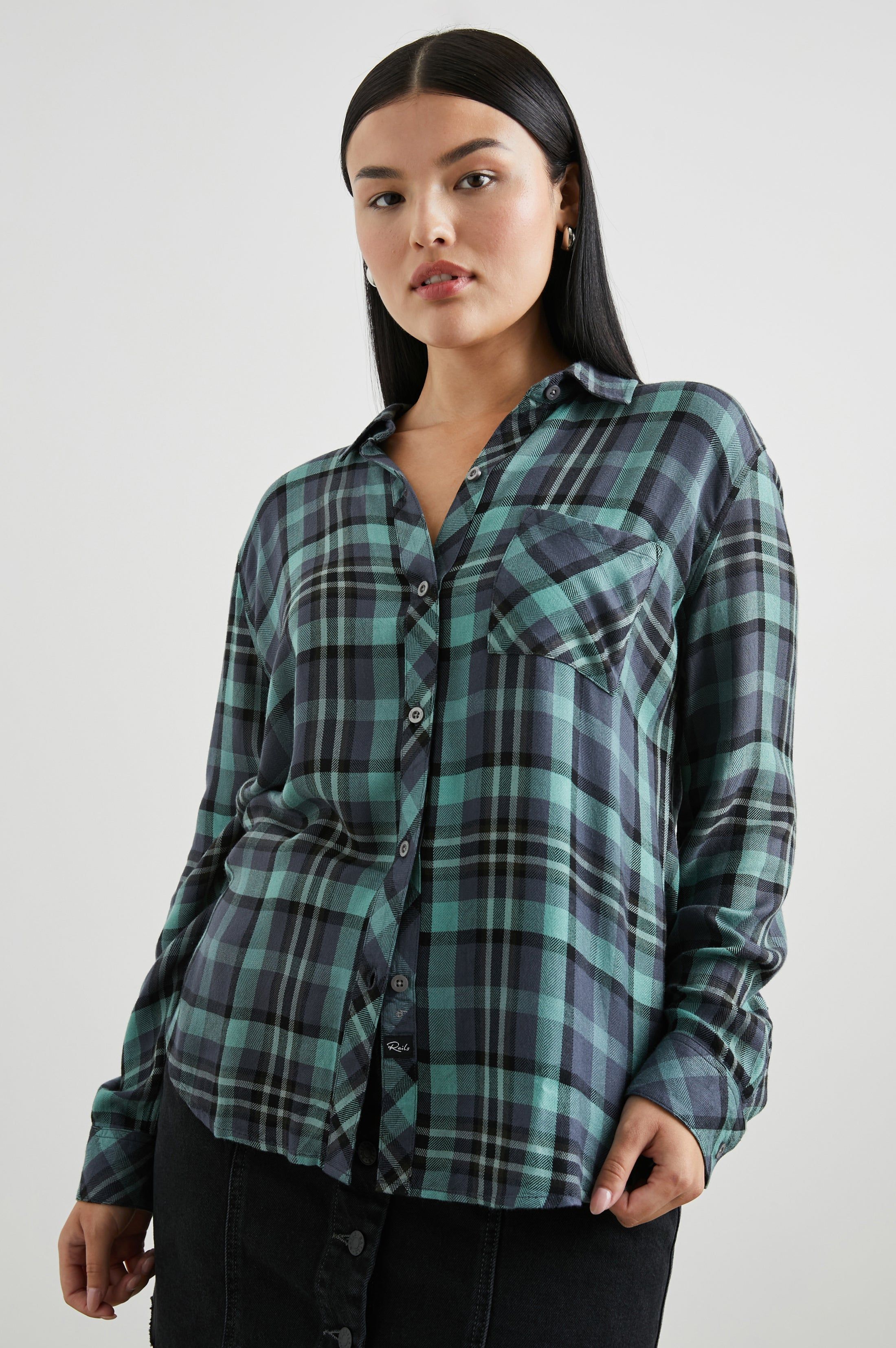 HUNTER SHIRT - SMOKE AGAVE BLACK sold by Rails product image thumbnail 7