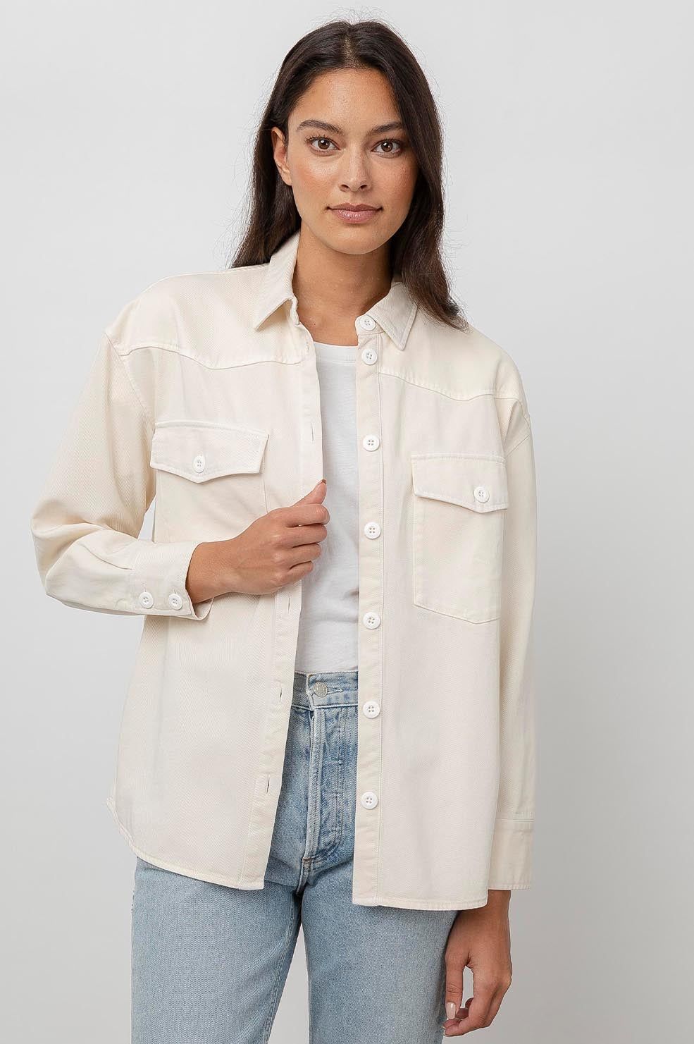 AUGUST SHIRT JACKET - ECRU sold by Rails