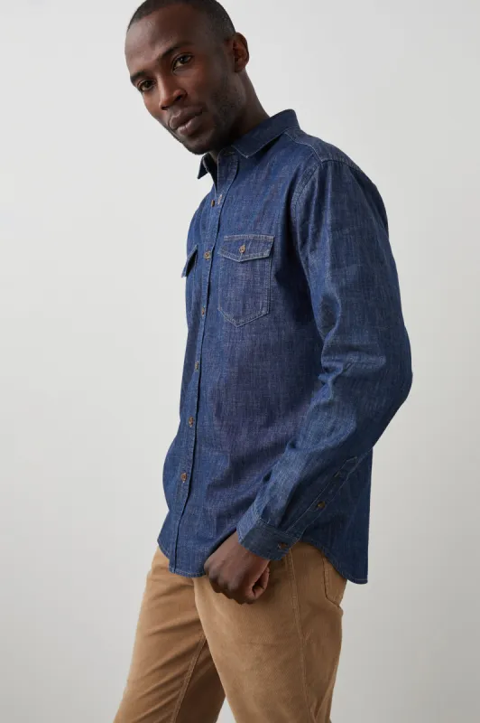 KENJI SHIRT - DARK WASH INDIGO sold by Rails