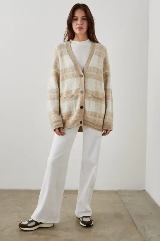 RUNI CARDIGAN - IVORY SAND PLAID sold by Rails