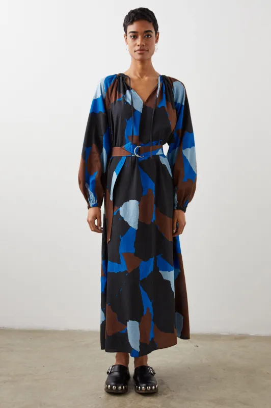 LEANNA DRESS - BLUE MULTI COLOR BLOCK sold by Rails