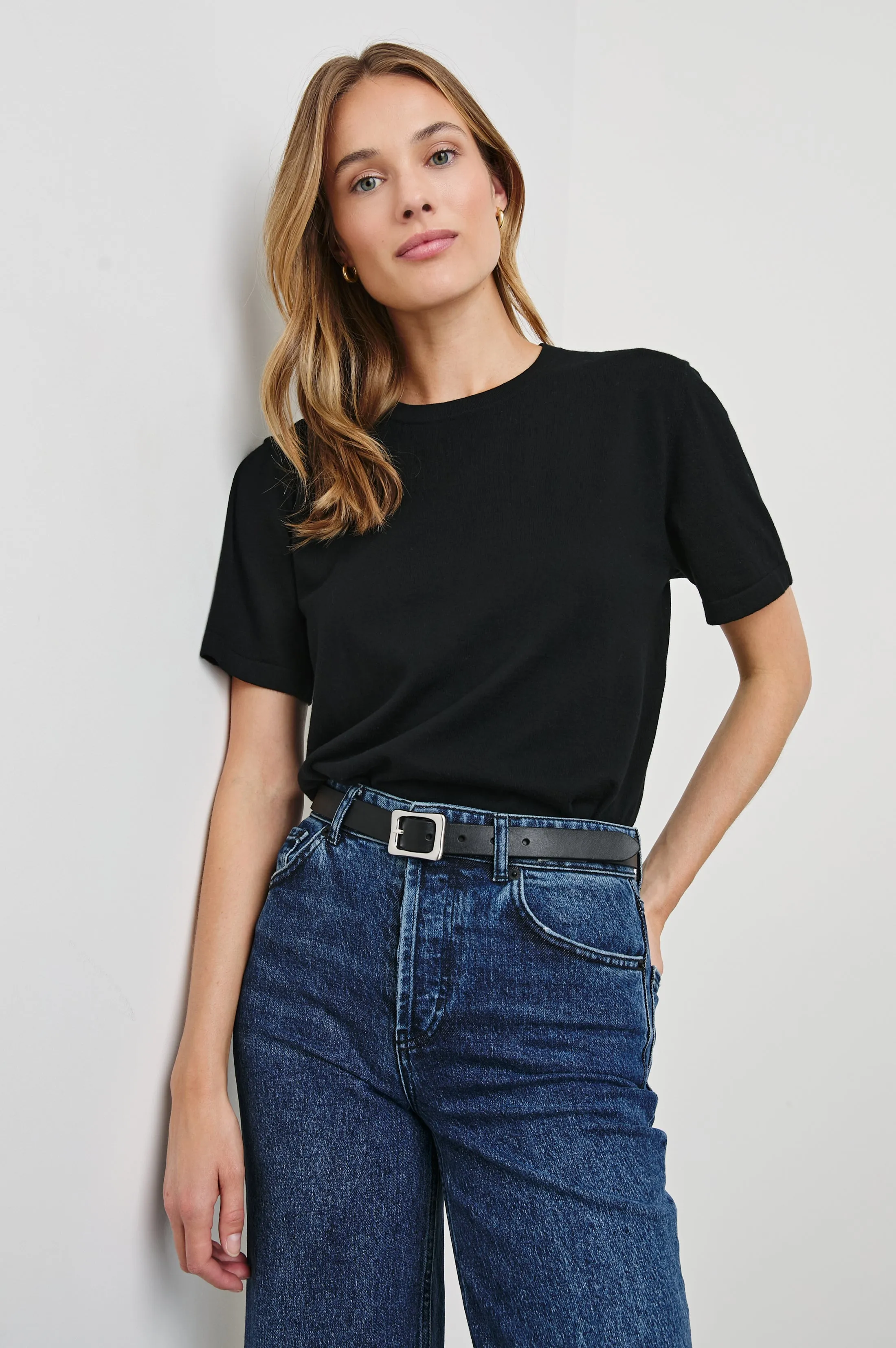 COTTON CASHMERE T-SHIRT - BLACK sold by Rails product image thumbnail 4