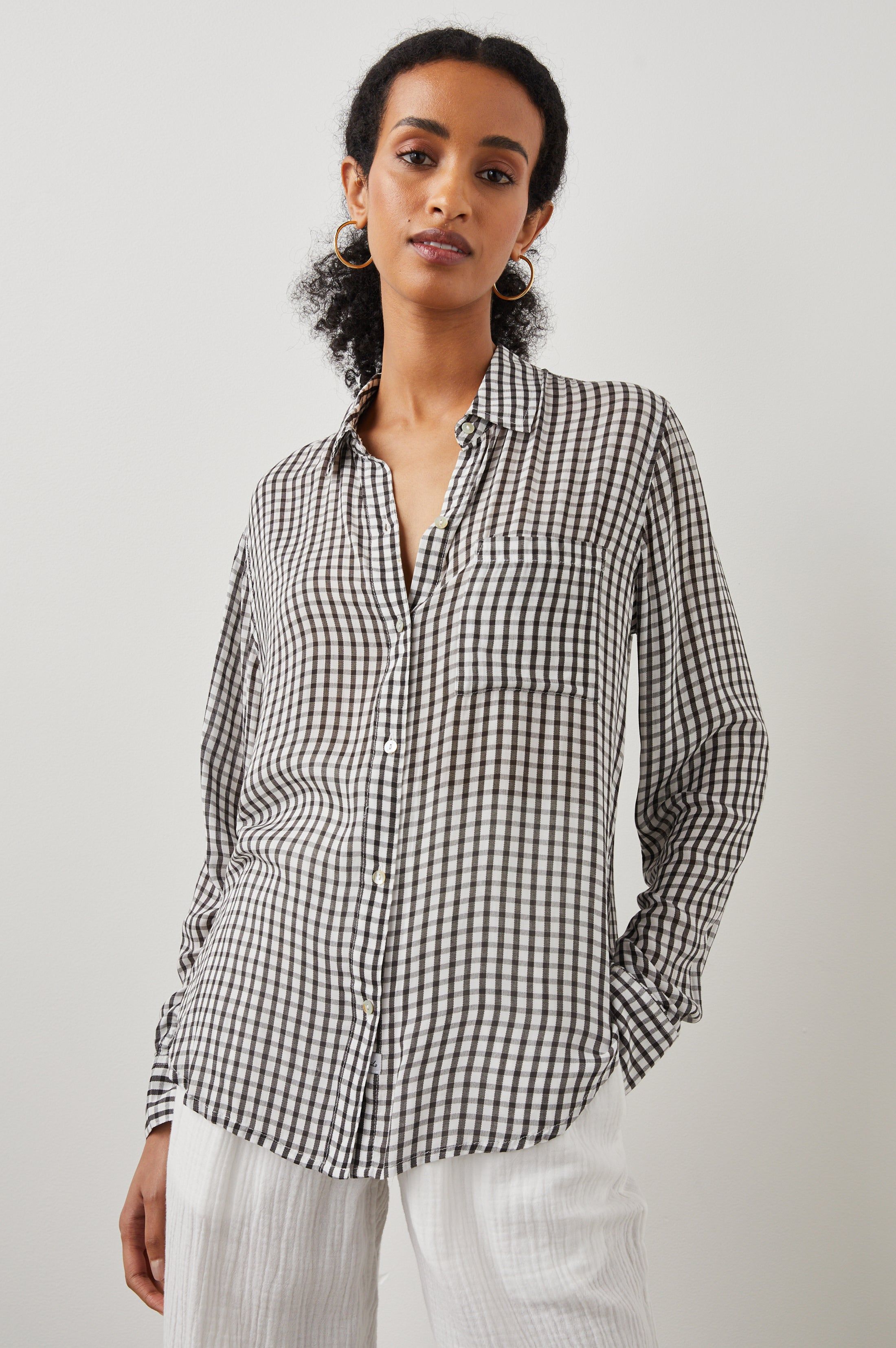 JOSEPHINE SHIRT - BLACK GINGHAM sold by Rails