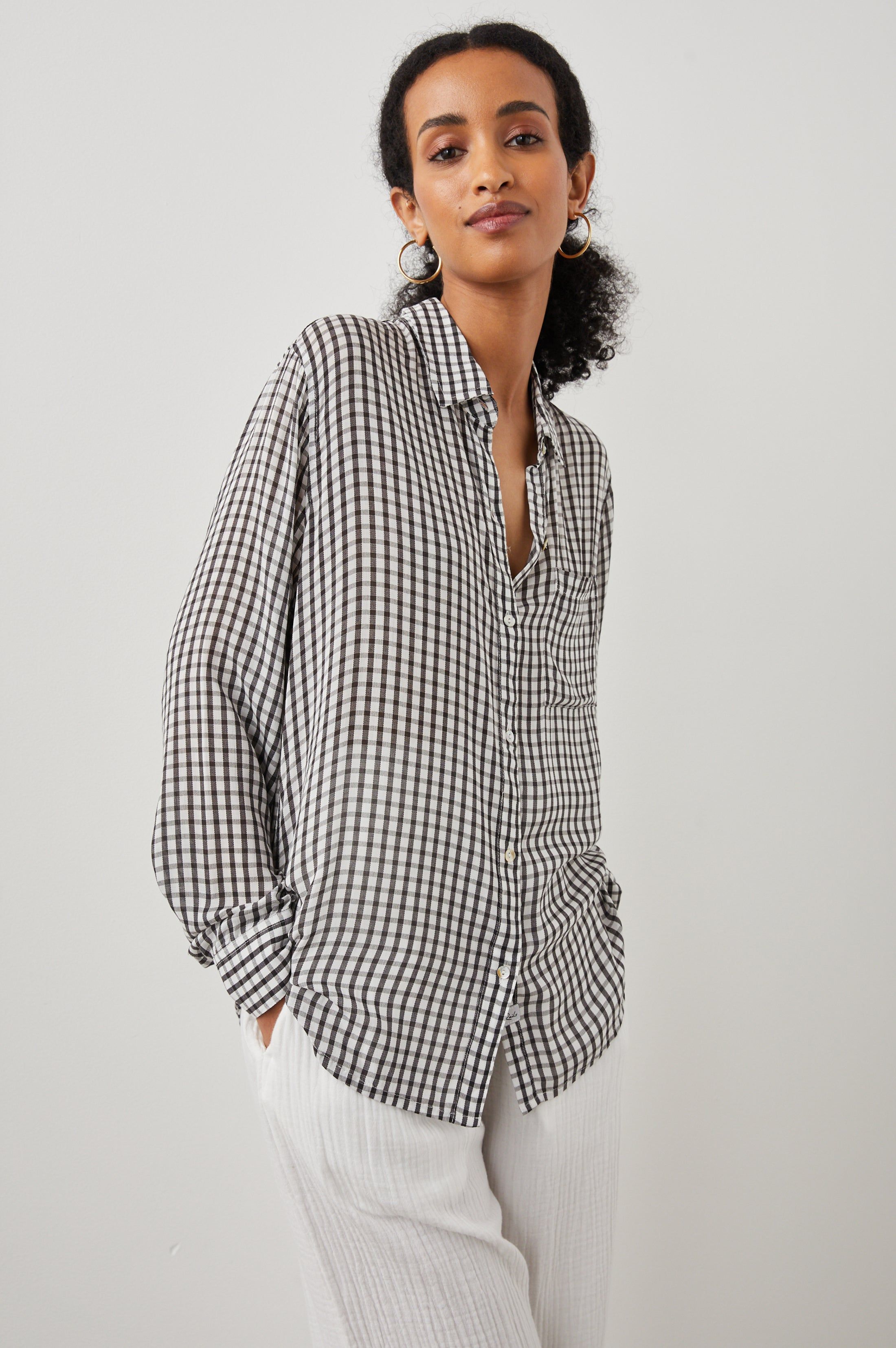 JOSEPHINE SHIRT - BLACK GINGHAM sold by Rails product image thumbnail 4