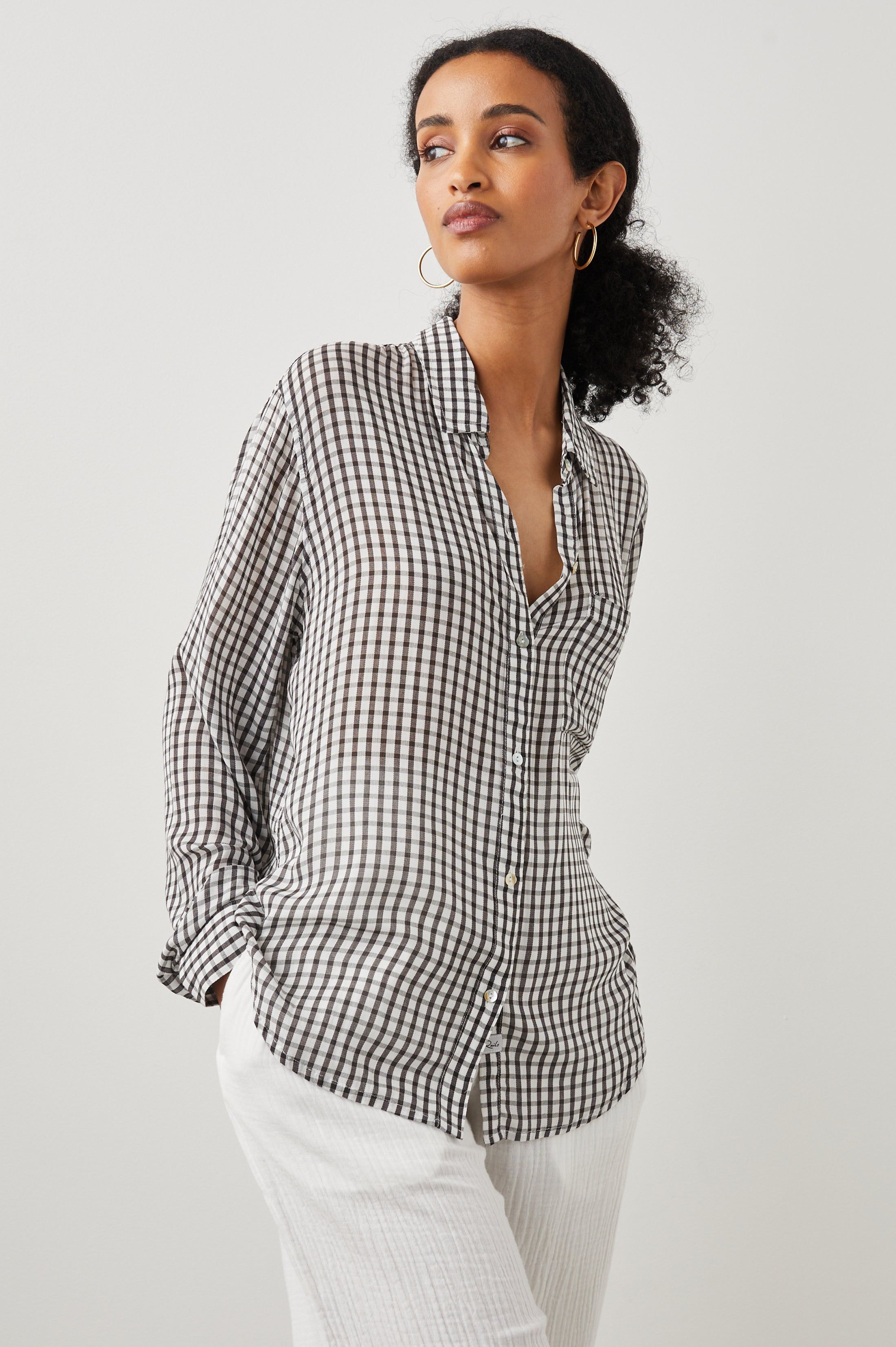 JOSEPHINE SHIRT - BLACK GINGHAM sold by Rails product image thumbnail 3