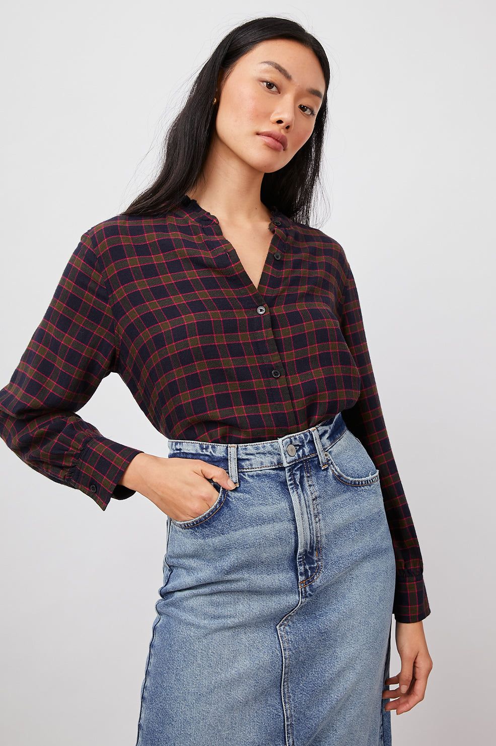 ANDIE TOP - NAVY OLIVE FUSCHIA sold by Rails product image thumbnail 4