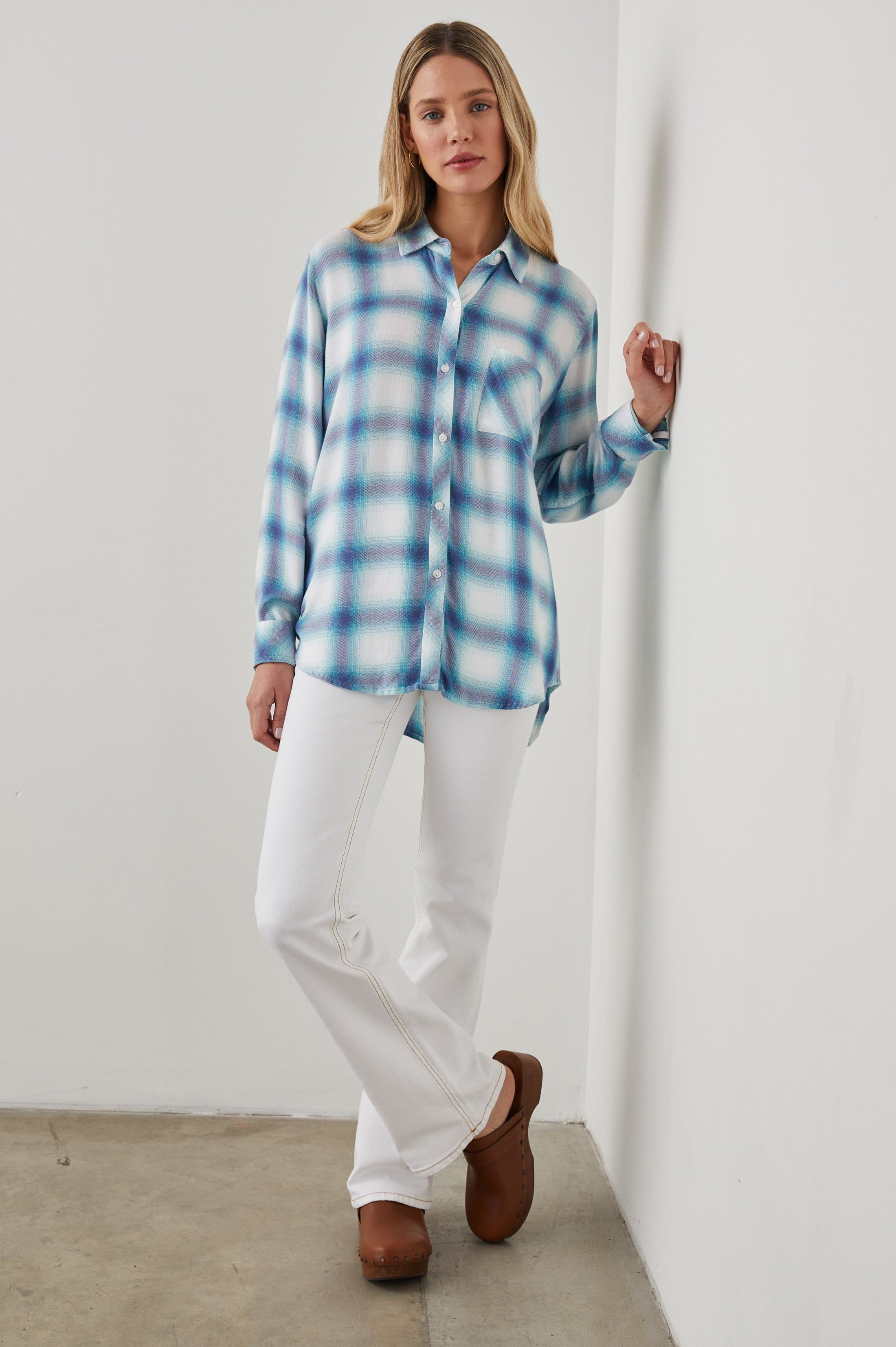 HUNTER SHIRT - WHITE INDIGO MIST sold by Rails product image thumbnail 3