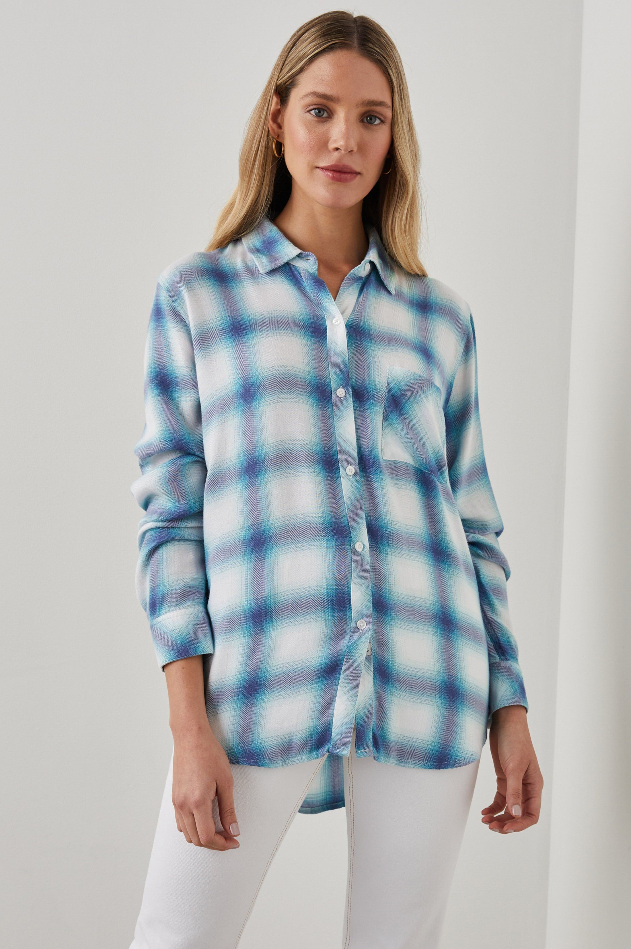 HUNTER SHIRT - WHITE INDIGO MIST sold by Rails