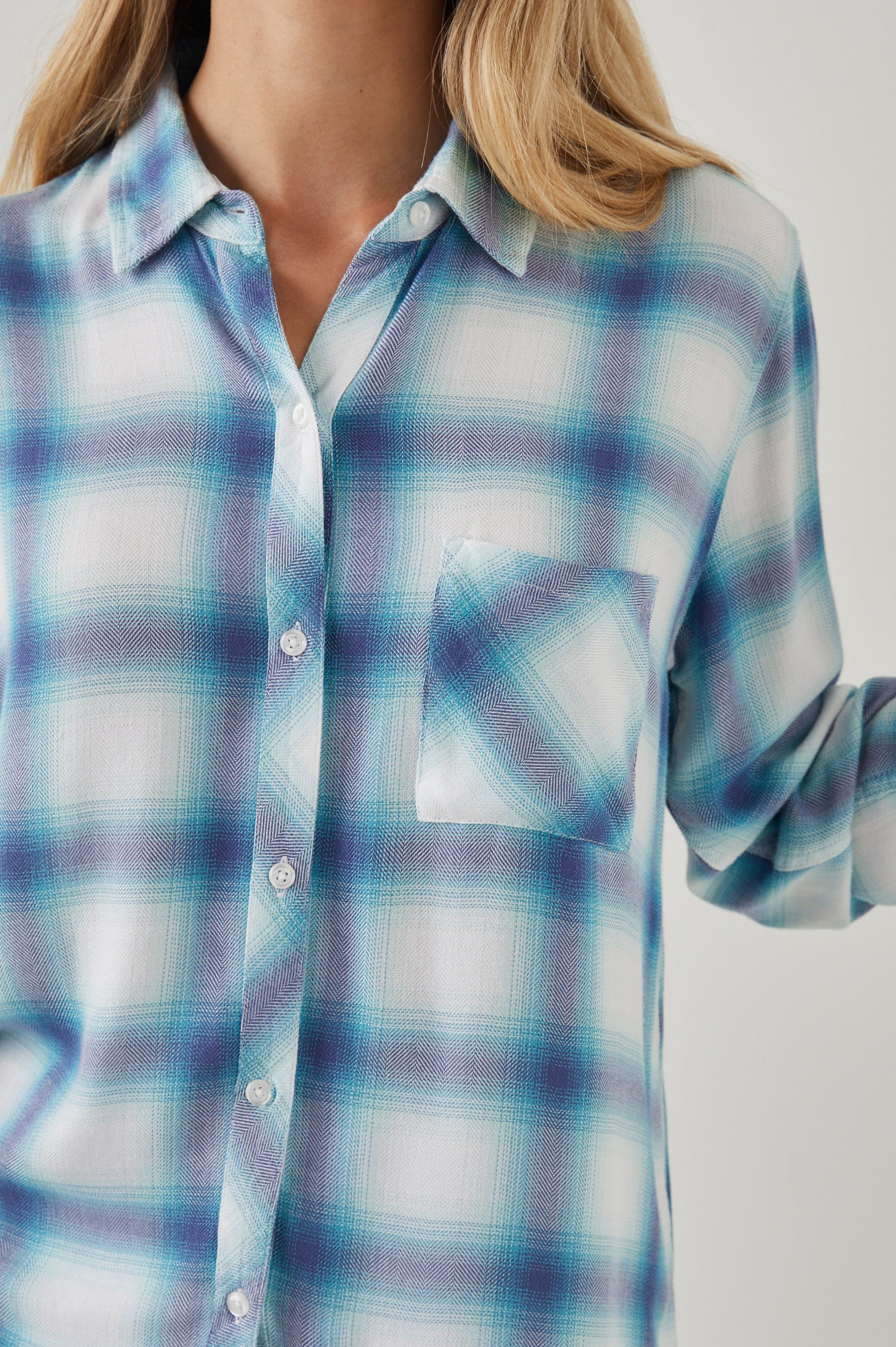 HUNTER SHIRT - WHITE INDIGO MIST sold by Rails product image thumbnail 2