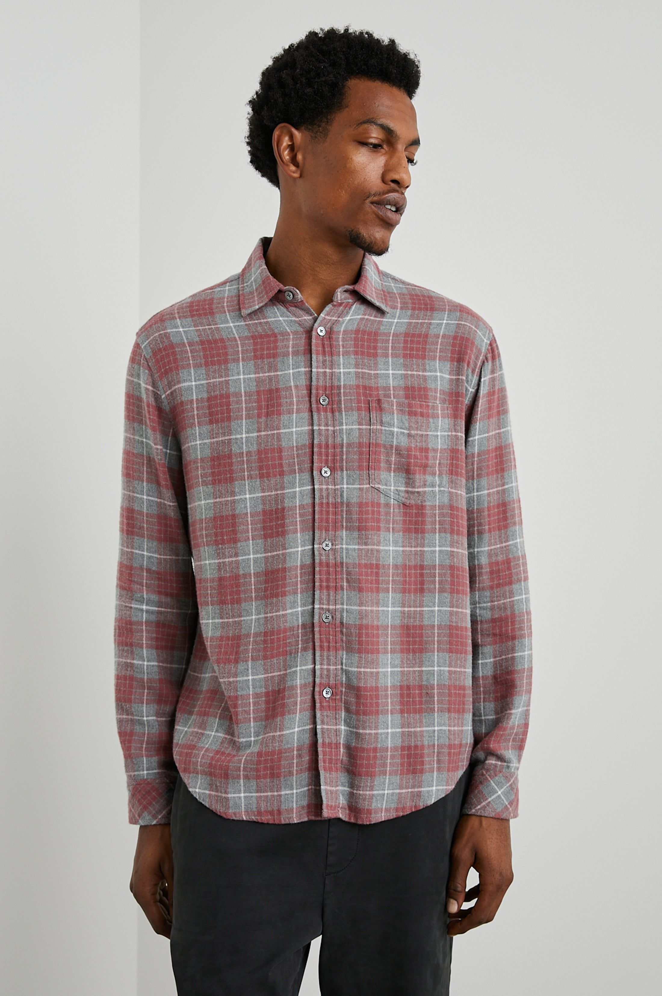 LENNOX SHIRT - BARN STEEL DOVE sold by Rails