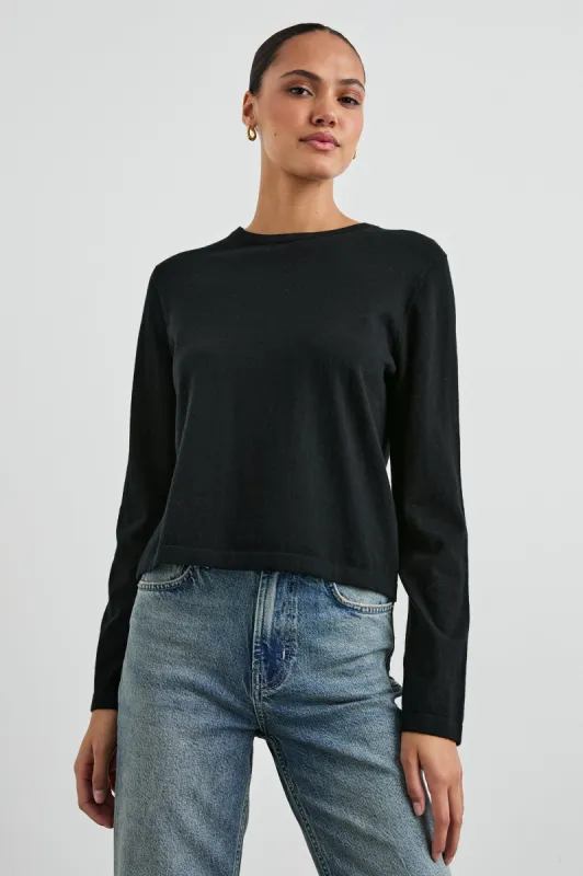 COTTON CASHMERE LONG SLEEVE T-SHIRT - BLACK sold by Rails